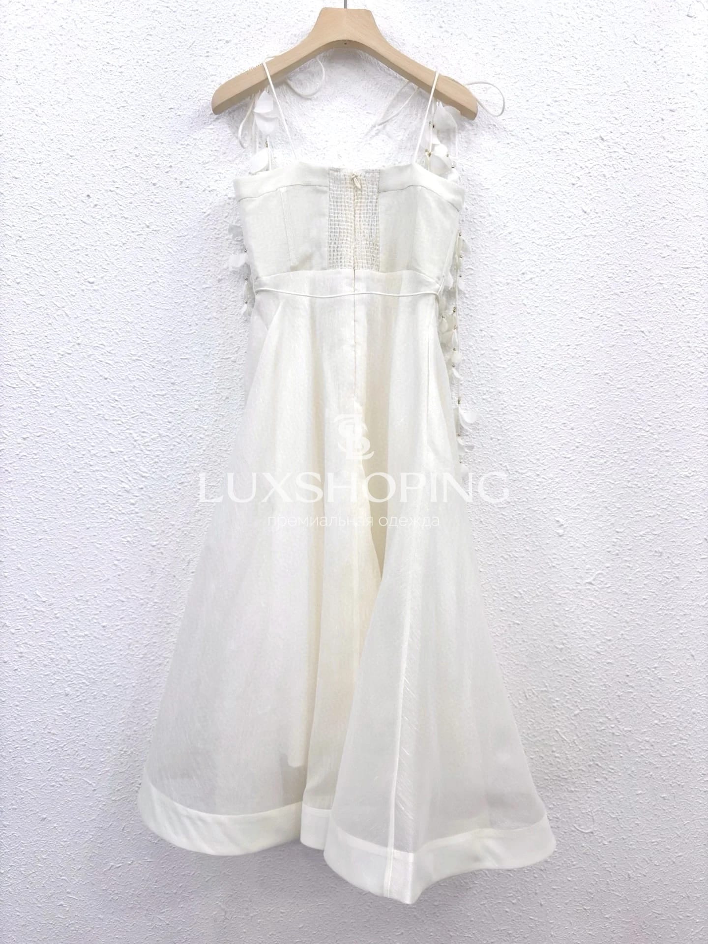 Платье Zimmermann "Natura Corset Dress" — белоснежное миди из льна и шелка с корсетным лифом - фото 16