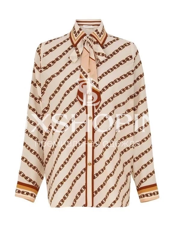 Комплект Zimmermann "Cream Chain" – шелковые рубашка и широкие брюки - фото 8