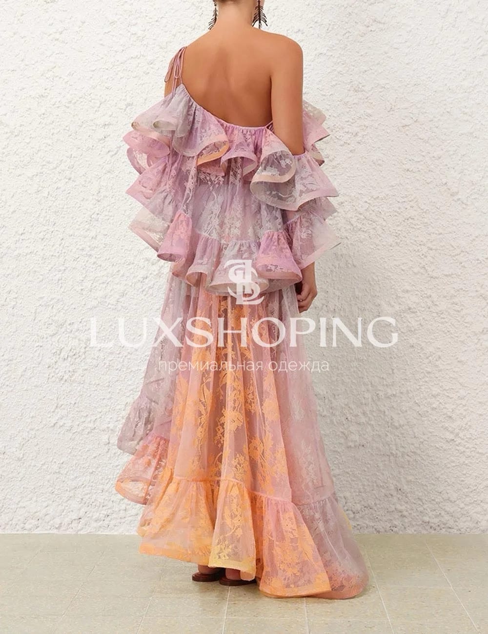 Платье Zimmermann "Dawning Lace Midi Dress – Sunset" - фото 4