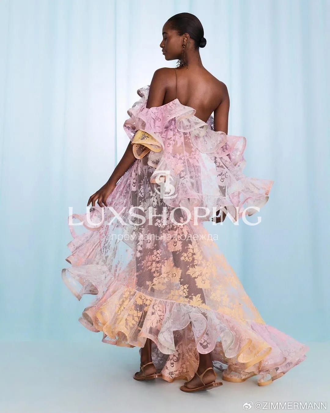 Платье Zimmermann "Dawning Lace Midi Dress – Sunset" - фото 6