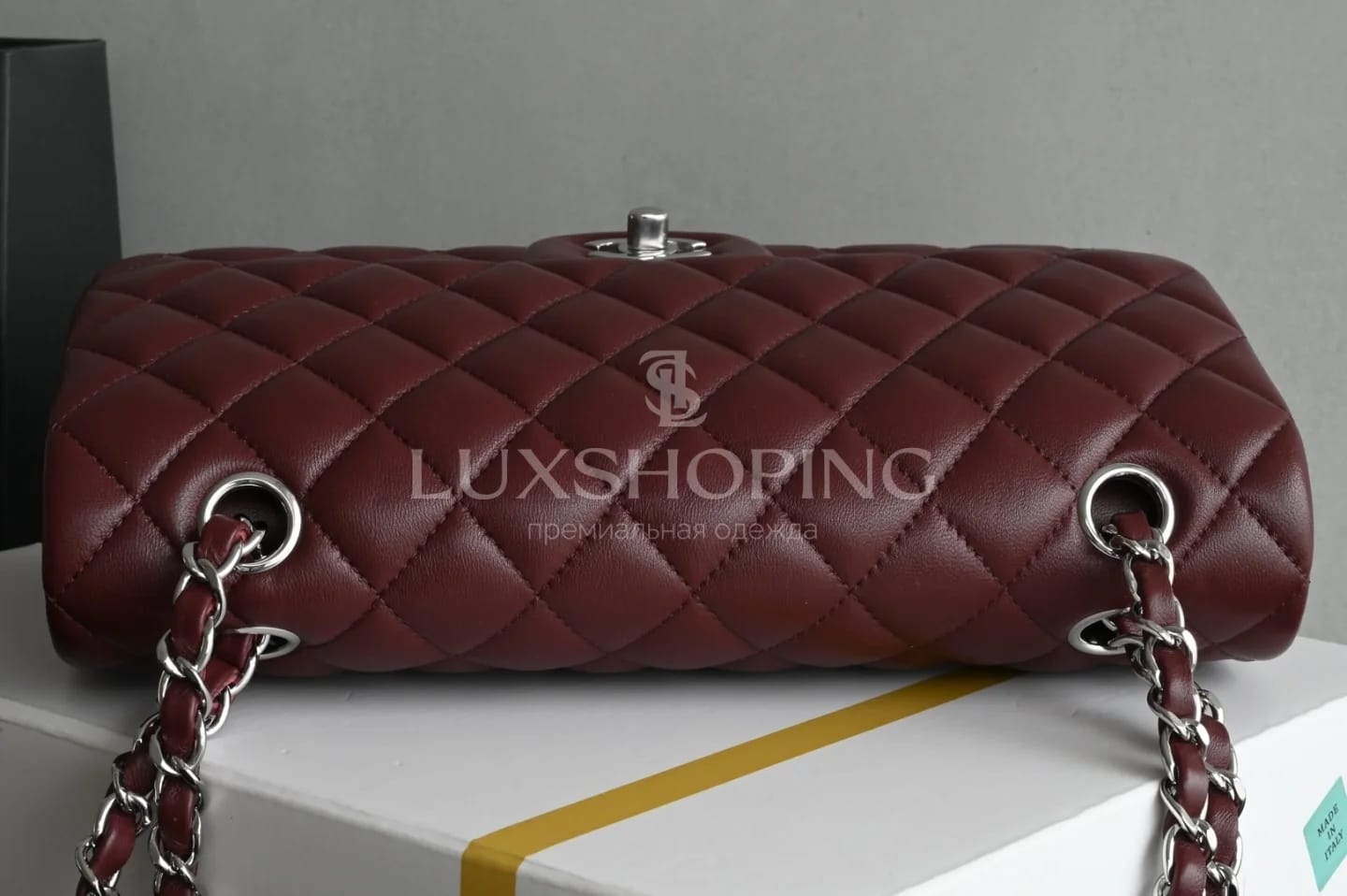 Сумка Chanel 25S Classic Flap среднего размера бордовая 15.5×25.5×6.5 см - фото 3