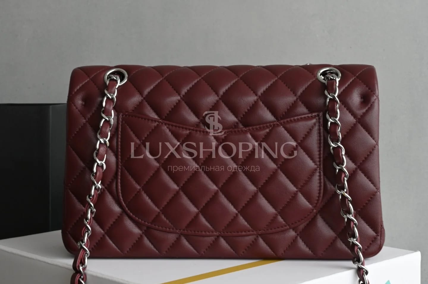 Сумка Chanel 25S Classic Flap среднего размера бордовая 15.5×25.5×6.5 см - фото 5
