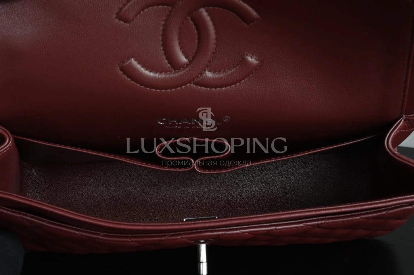 Сумка Chanel 25S Classic Flap среднего размера бордовая 15.5×25.5×6.5 см - фото 10