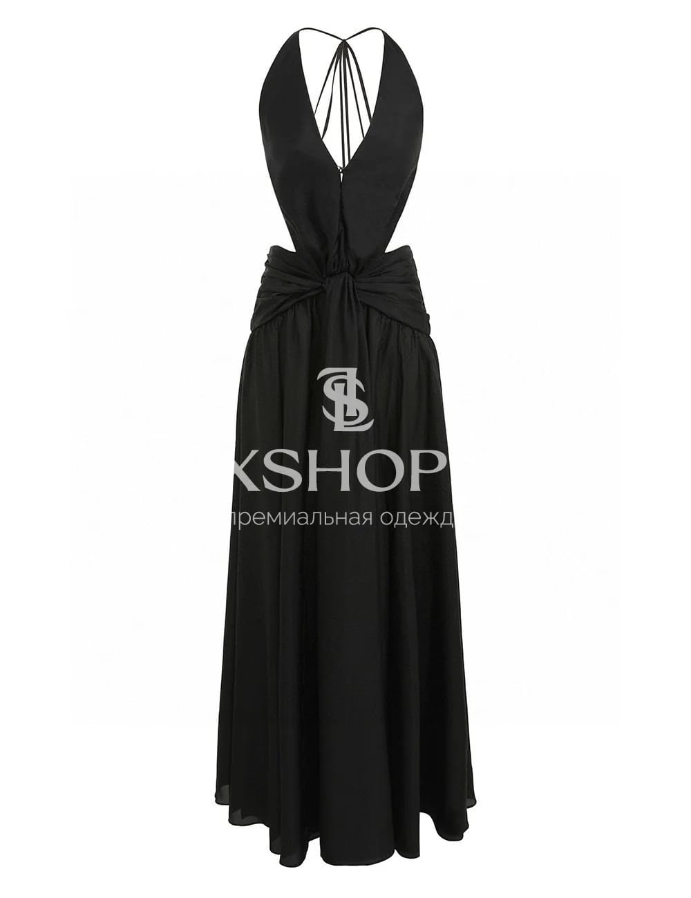 Zimmermann Rhiannon Plunge Halter Maxi Dress чёрное макси-платье с открытой спиной - фото 7