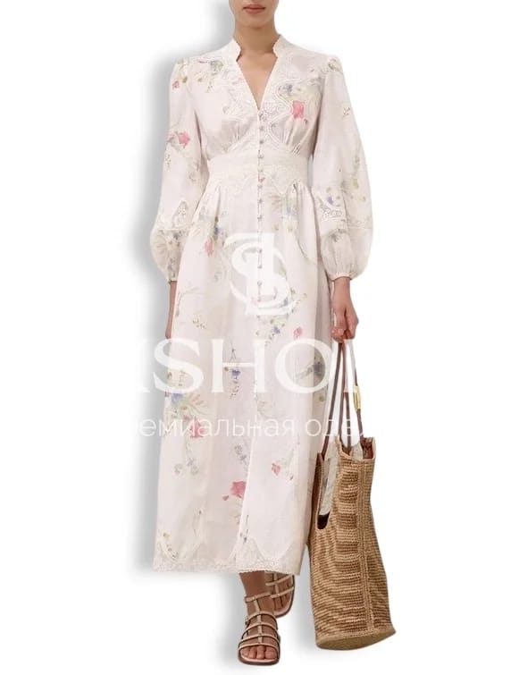 Платье Zimmermann Lucky Lace Plunge Midi Dress