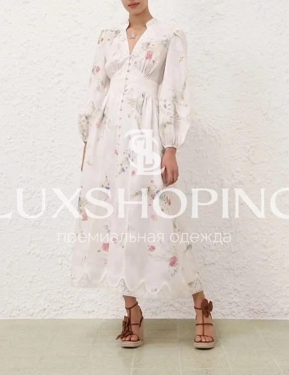 Платье Zimmermann Lucky Lace Plunge Midi Dress - фото 2