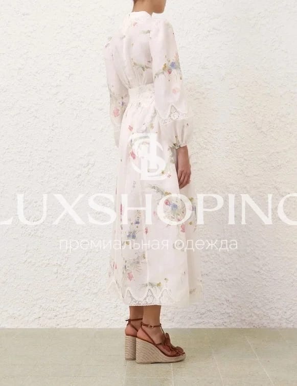 Платье Zimmermann Lucky Lace Plunge Midi Dress - фото 5