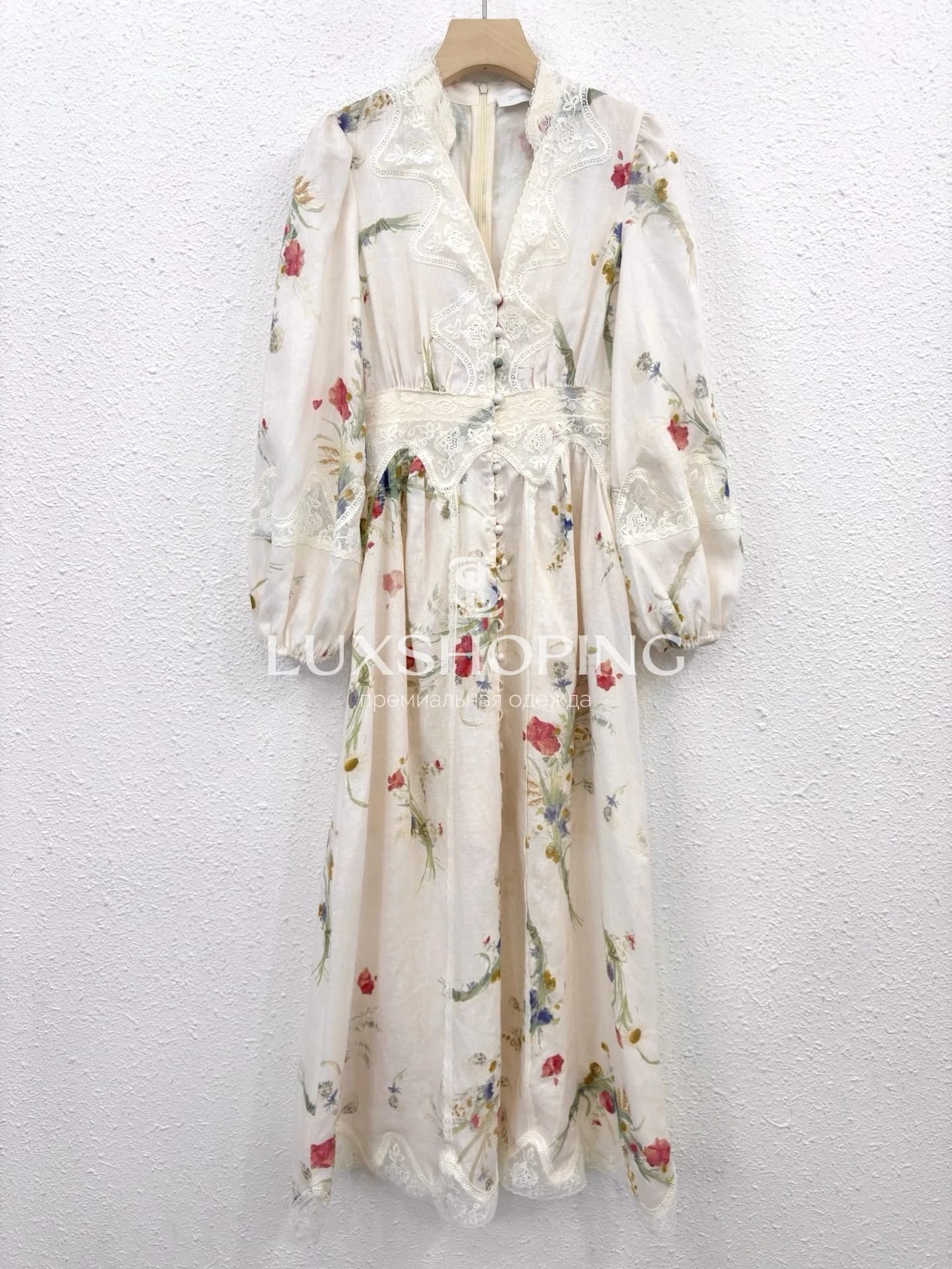 Платье Zimmermann Lucky Lace Plunge Midi Dress - фото 9