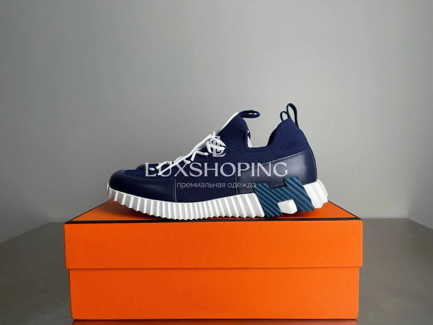 HERMÈS Lift Navy Sneakers мужские кроссовки премиум-класса - фото 2