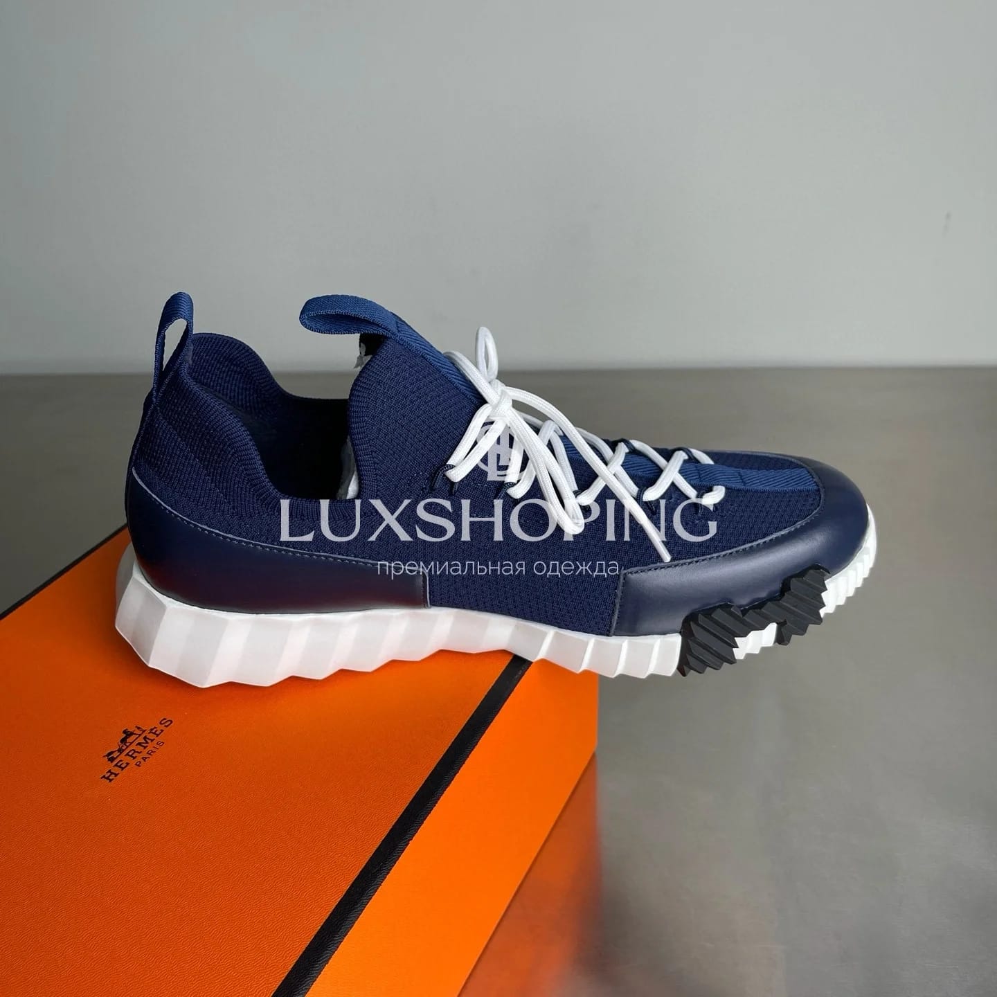 HERMÈS Lift Navy Sneakers мужские кроссовки премиум-класса - фото 4