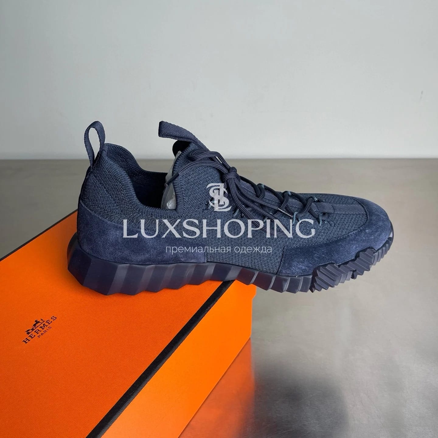 HERMÈS Lift Navy Sneakers мужские кроссовки Глубокий синий - фото 4