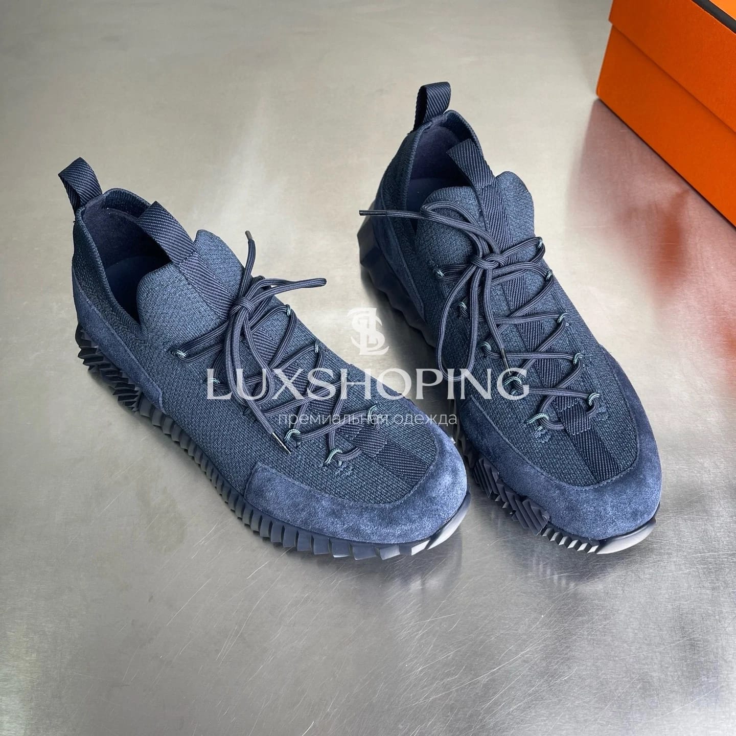 HERMÈS Lift Navy Sneakers мужские кроссовки Глубокий синий - фото 7