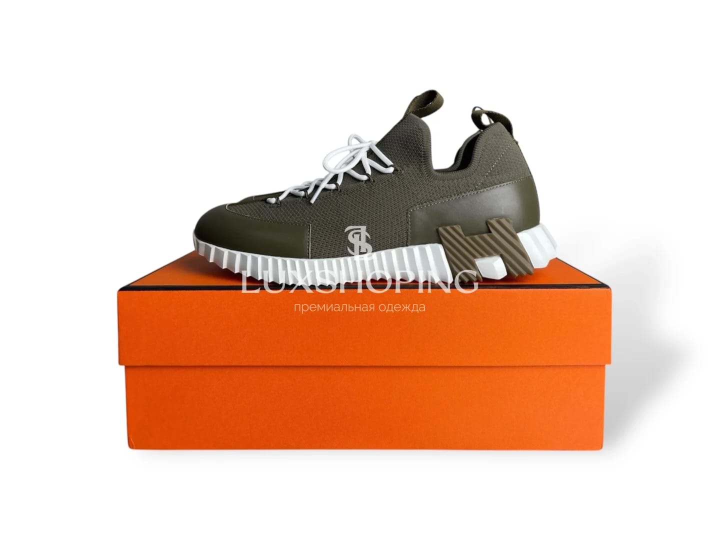 HERMÈS Lift Navy Sneakers мужские кроссовки Милитари