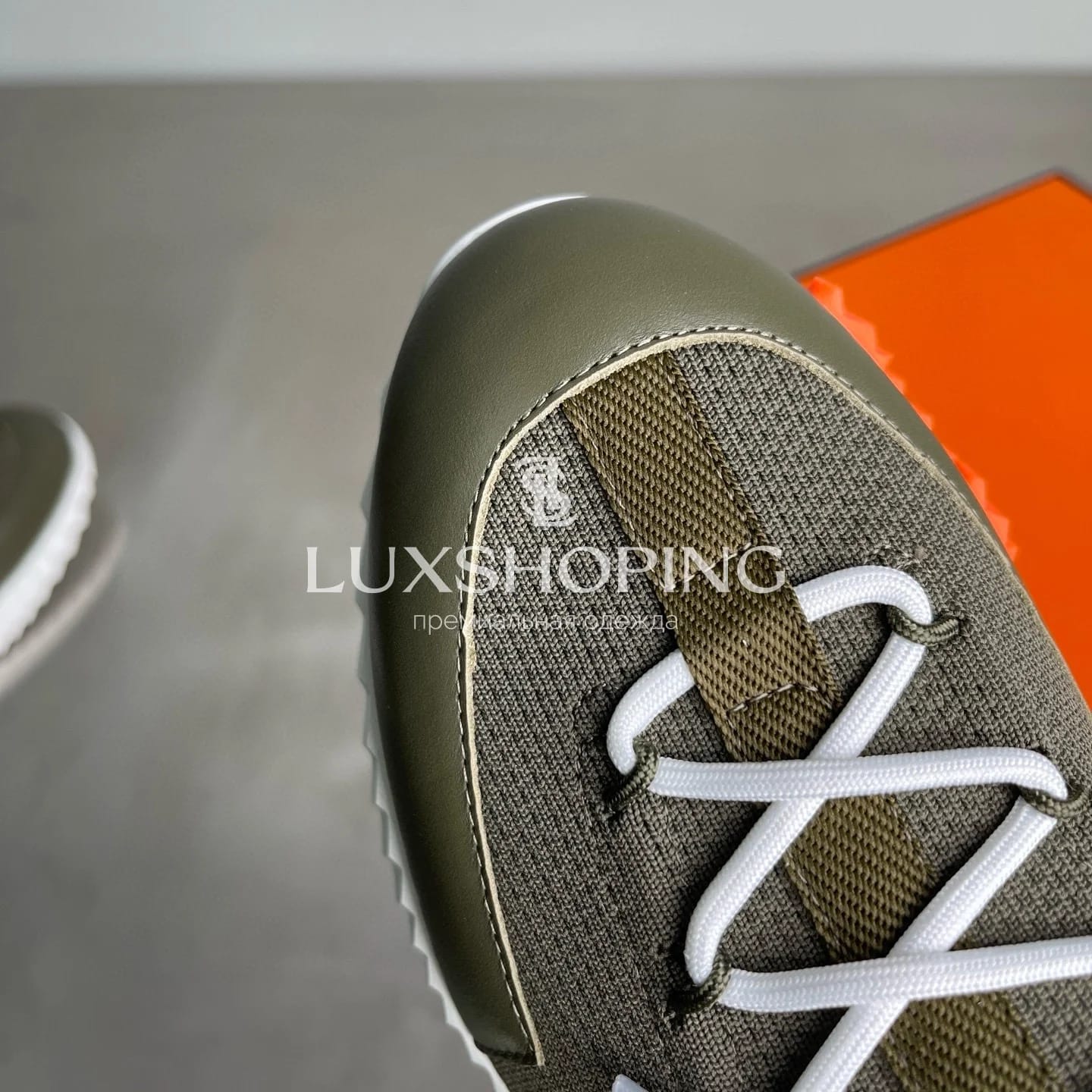 HERMÈS Lift Navy Sneakers мужские кроссовки Милитари - фото 6