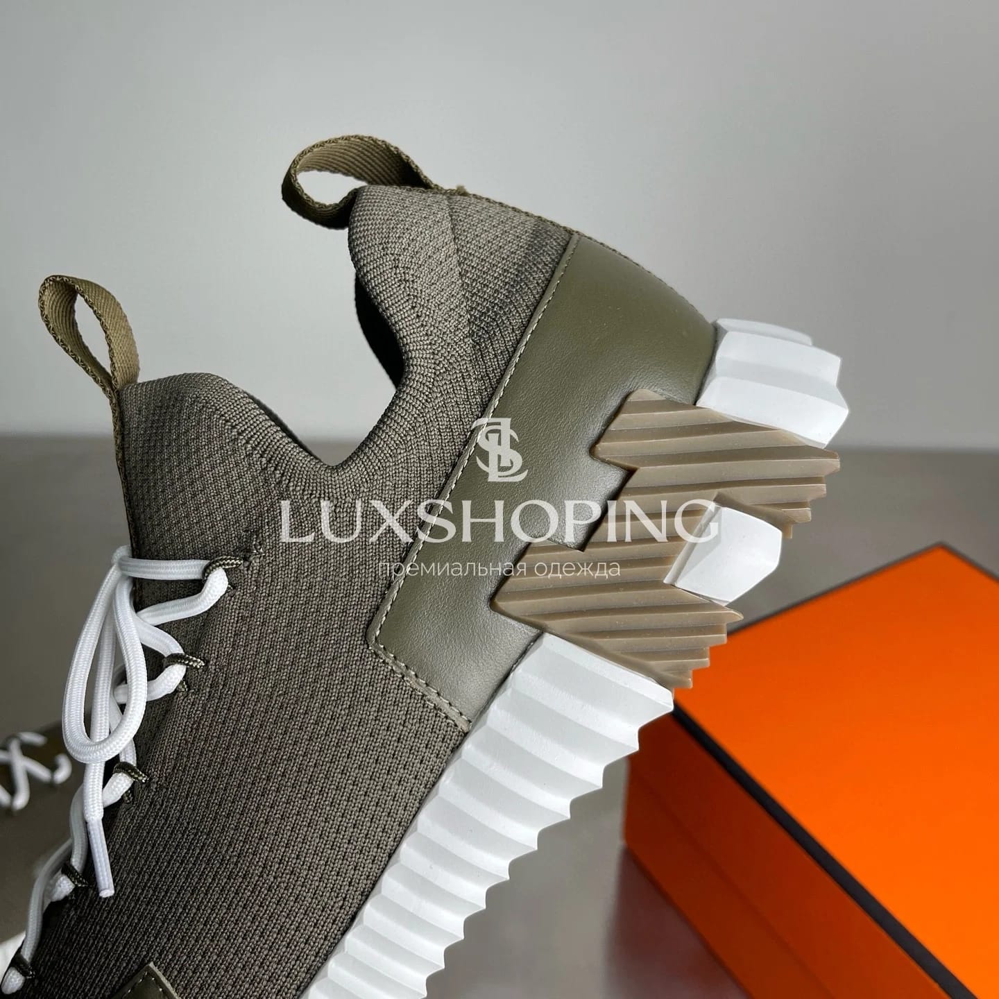 HERMÈS Lift Navy Sneakers мужские кроссовки Милитари - фото 8