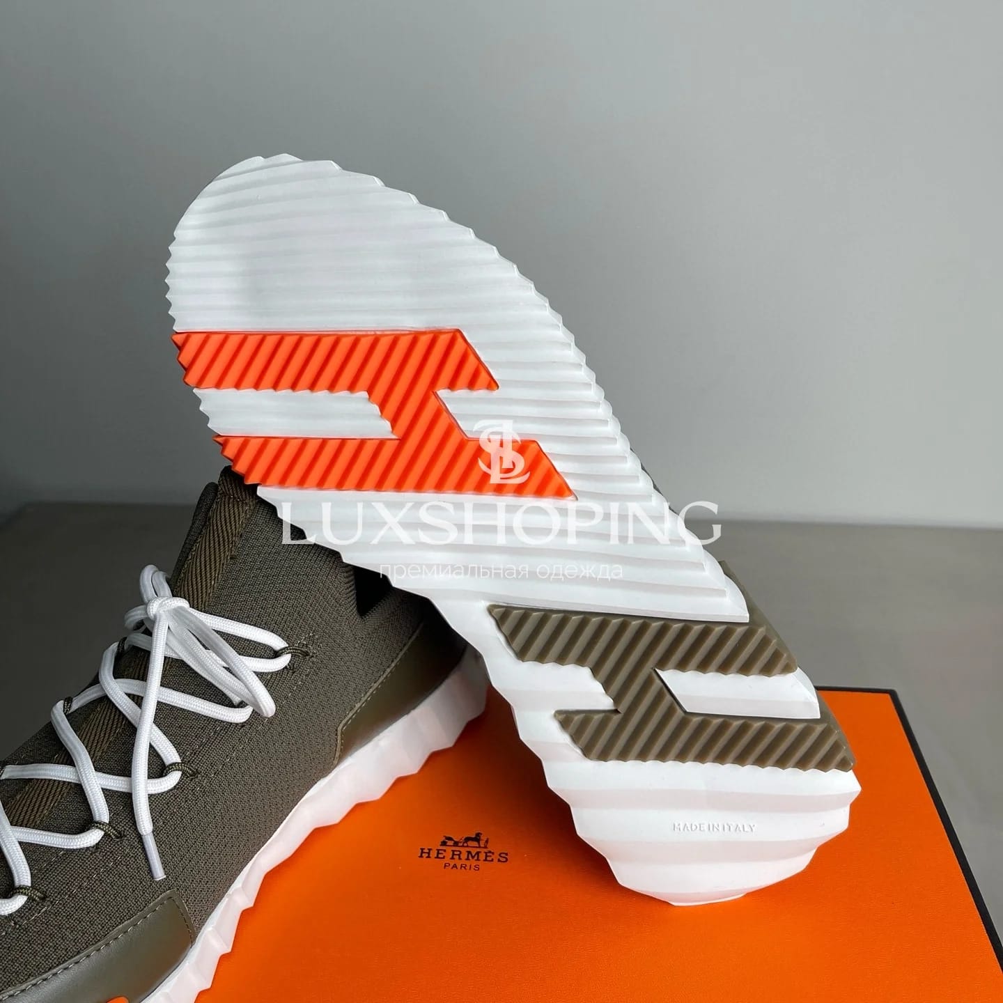 HERMÈS Lift Navy Sneakers мужские кроссовки Милитари - фото 10