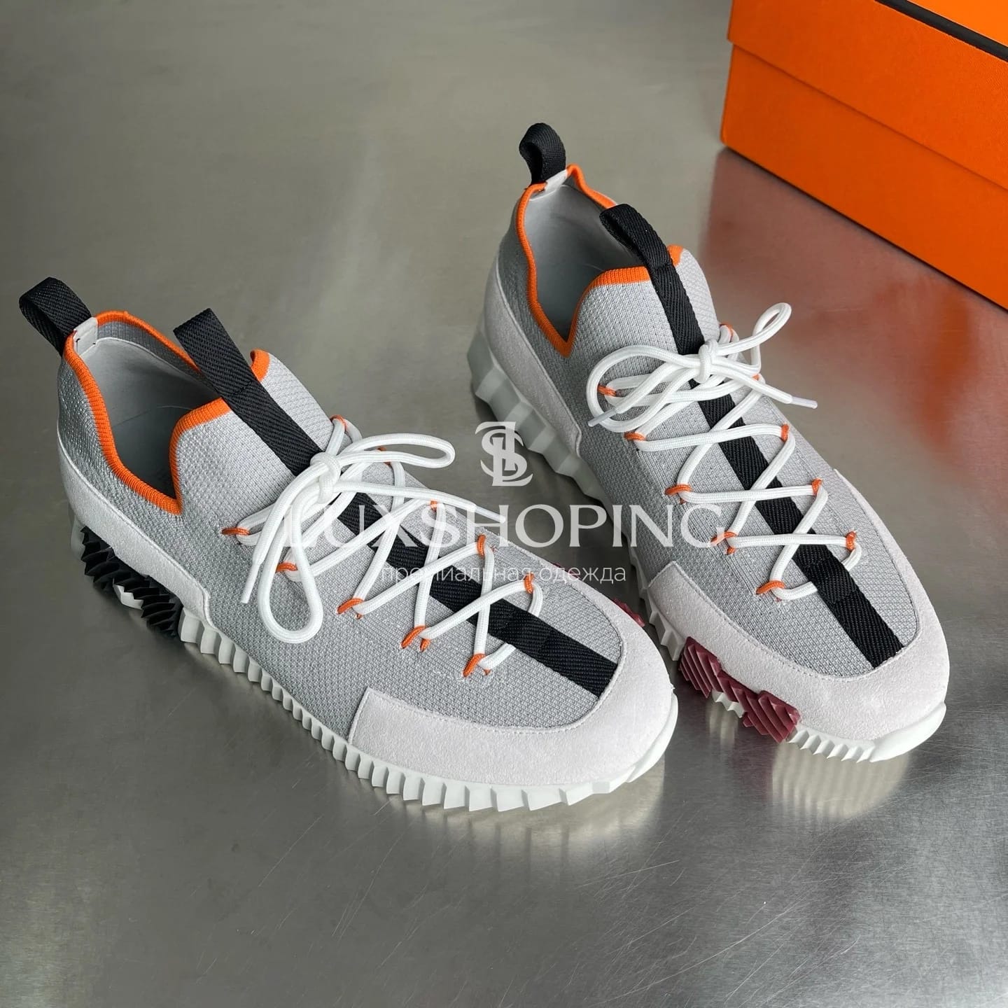 HERMÈS Lift Navy Sneakers мужские кроссовки H010 - фото 7