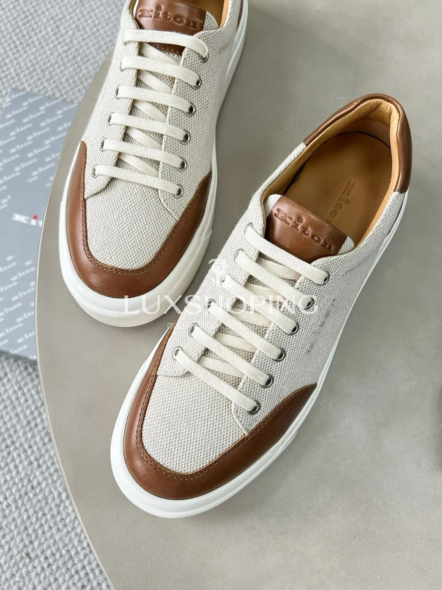 Кроссовки Kiton из холста и телячьей кожи, KT010 - фото 3