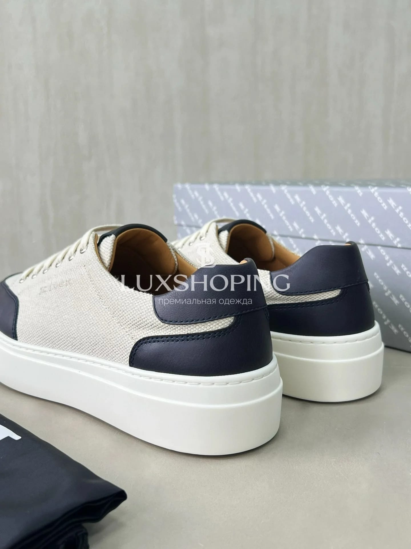 Кроссовки Kiton из холста и телячьей кожи, KT011 - фото 2