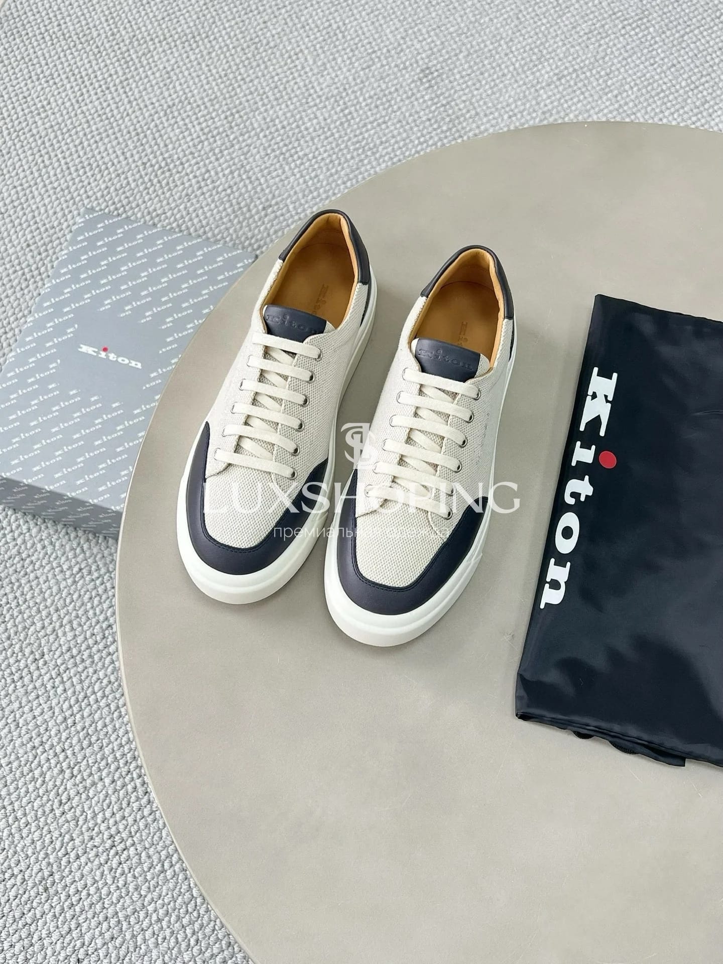 Кроссовки Kiton из холста и телячьей кожи, KT011 - фото 4