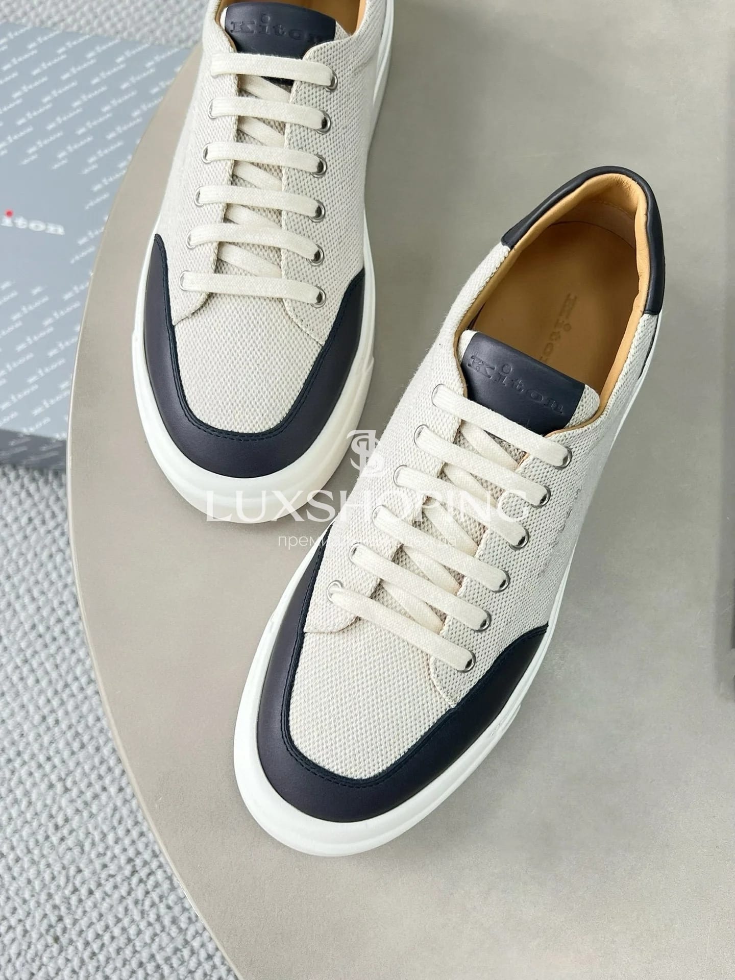 Кроссовки Kiton из холста и телячьей кожи, KT011 - фото 5