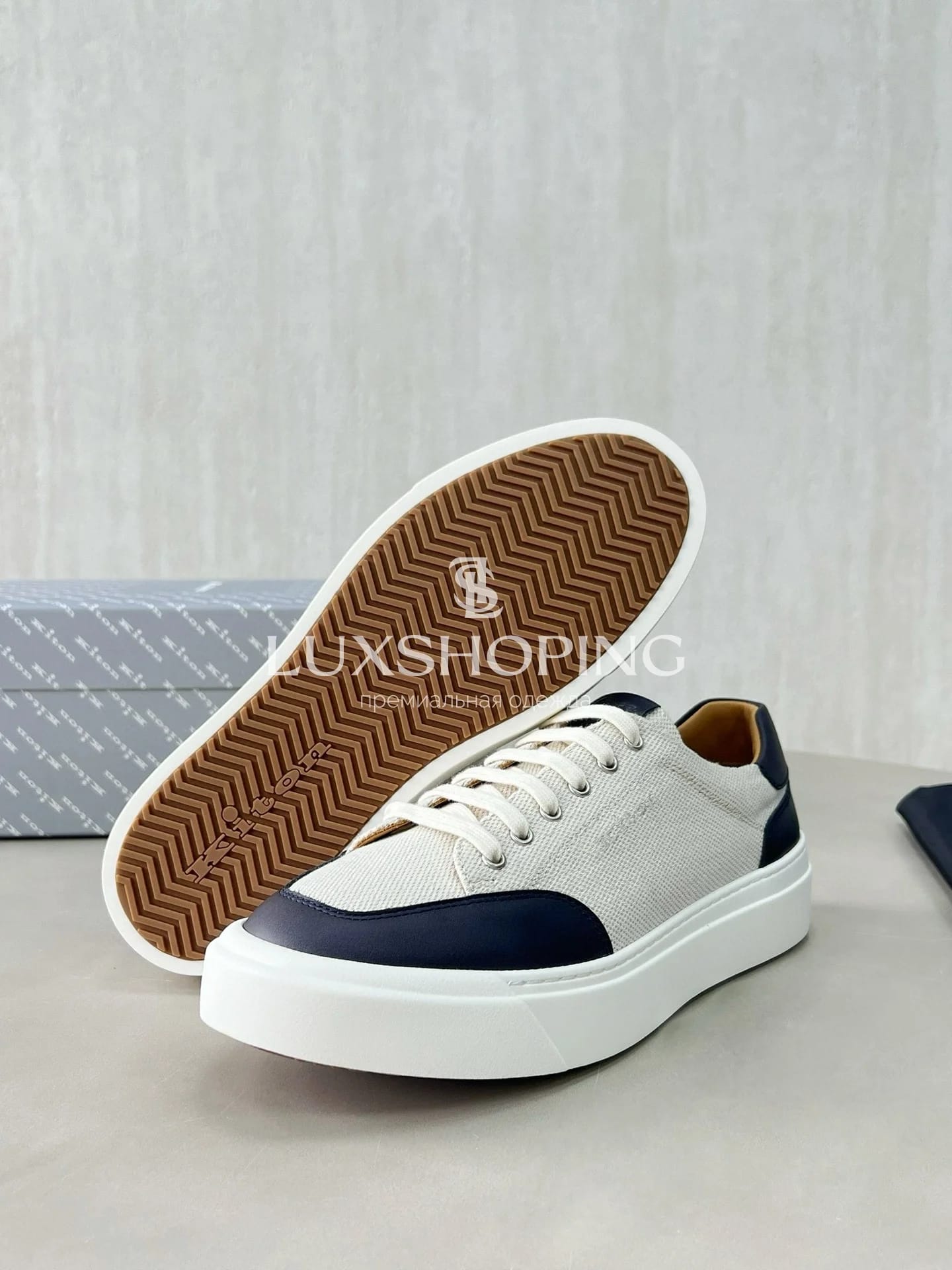 Кроссовки Kiton из холста и телячьей кожи, KT011 - фото 6