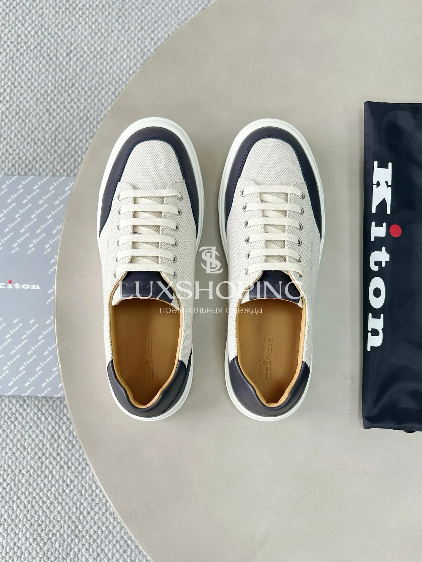 Кроссовки Kiton из холста и телячьей кожи, KT011 - фото 7