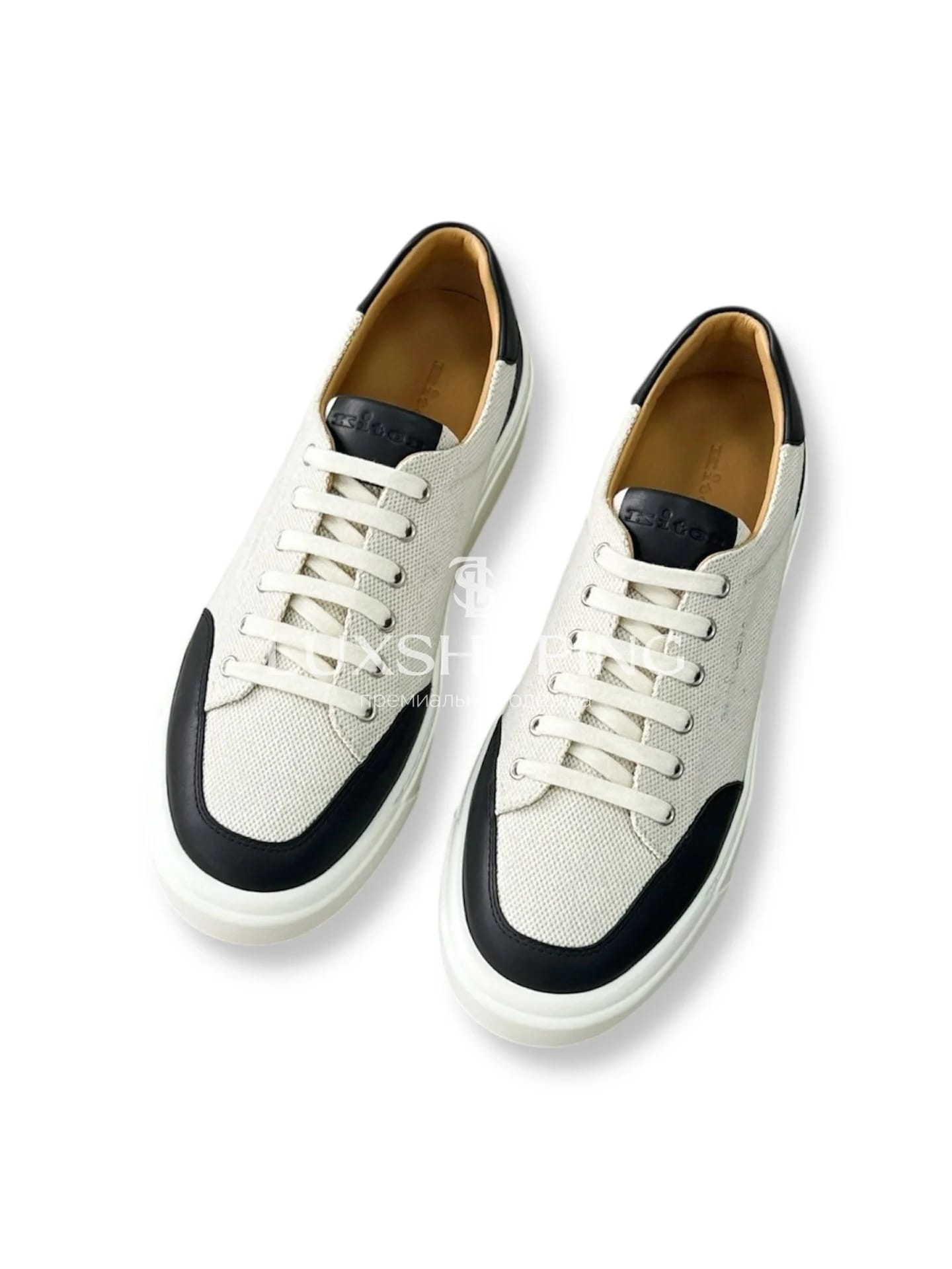 Кроссовки Kiton из холста и телячьей кожи, KT012