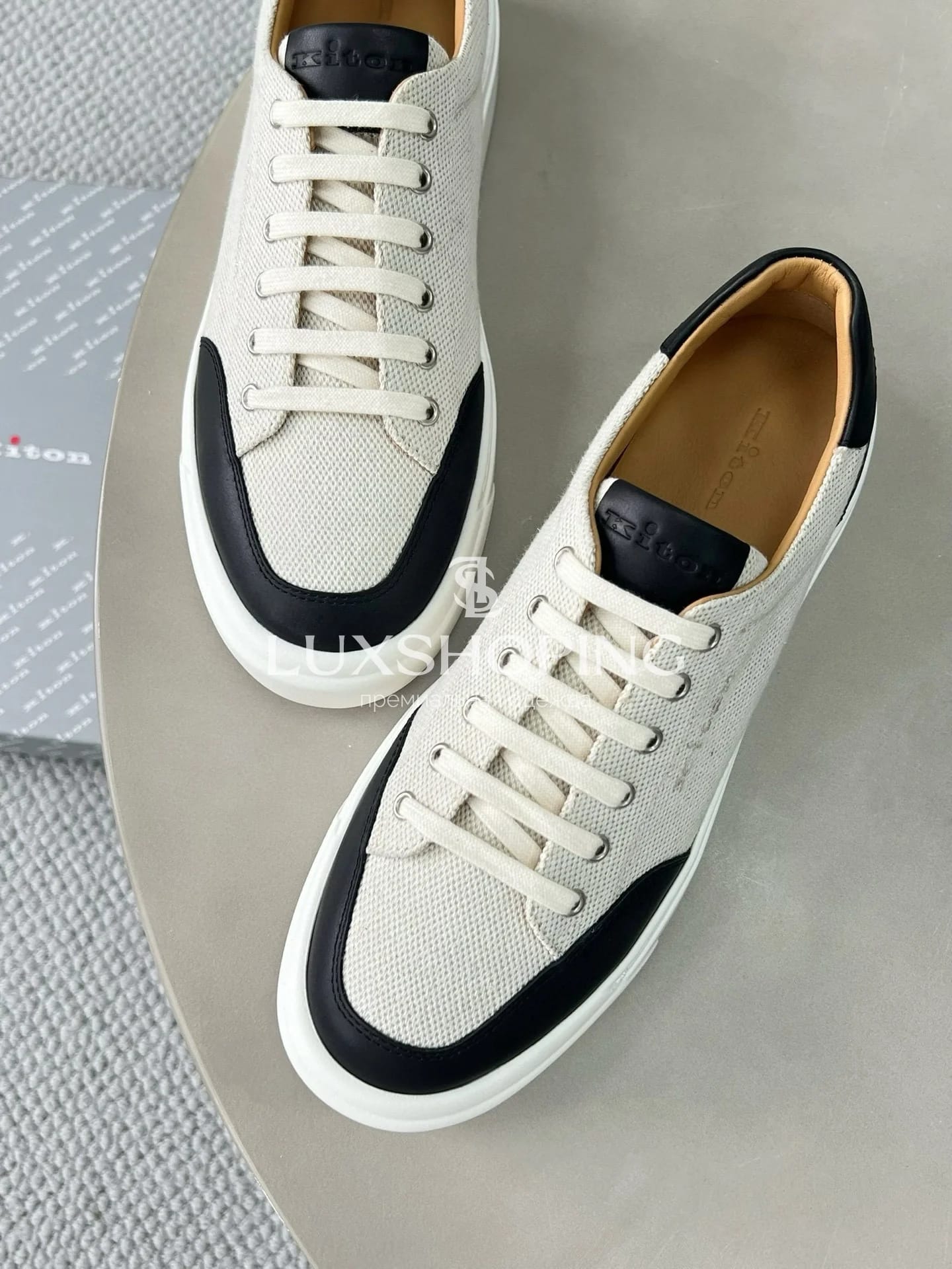 Кроссовки Kiton из холста и телячьей кожи, KT012 - фото 7
