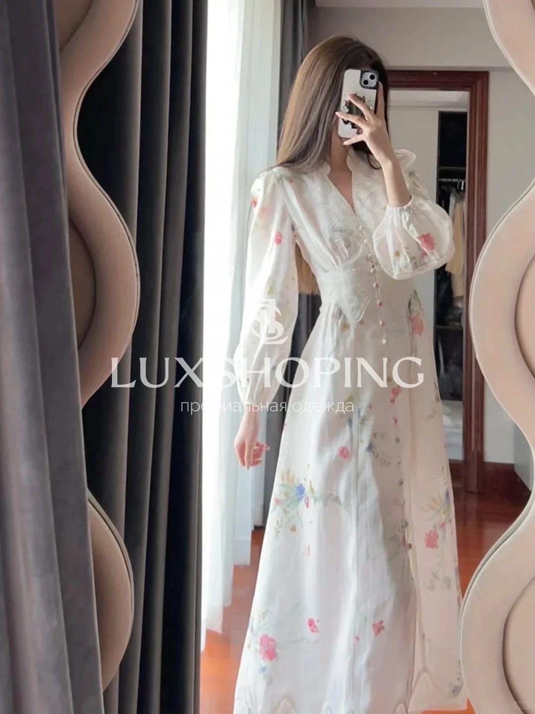 Zimmermann — Платье миди The Lucky Lace Plunge с цветочным принтом - фото 15