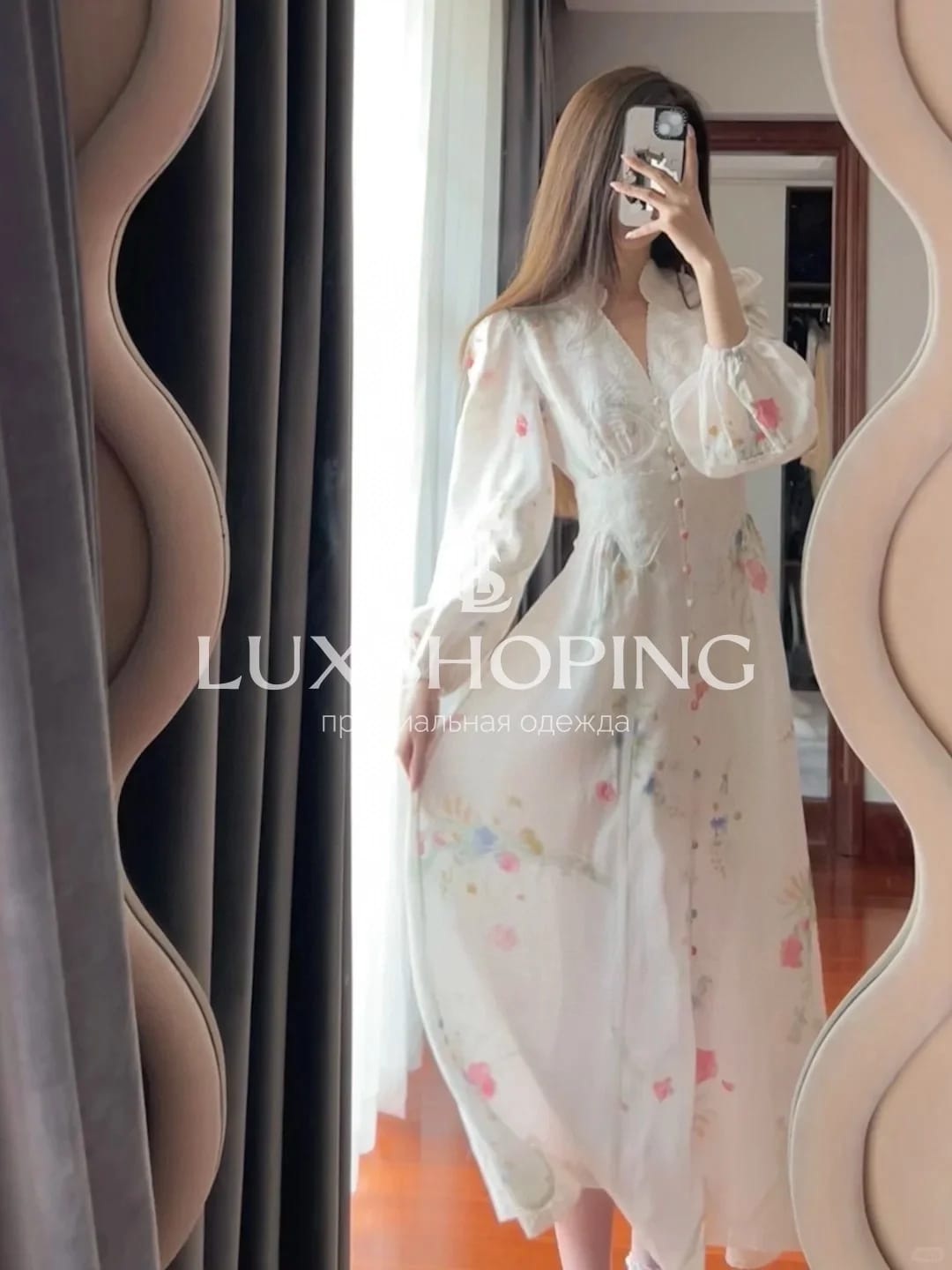 Zimmermann — Платье миди The Lucky Lace Plunge с цветочным принтом - фото 16