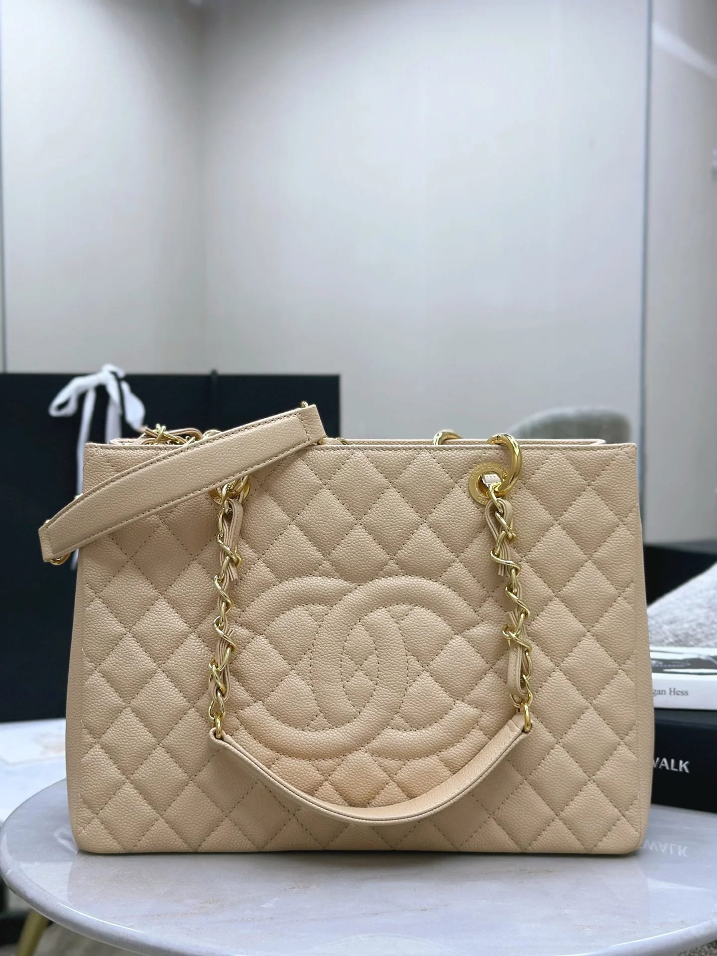 Сумка Chanel Grand Shopping Tote 34х25х13 см бежевая - фото 3