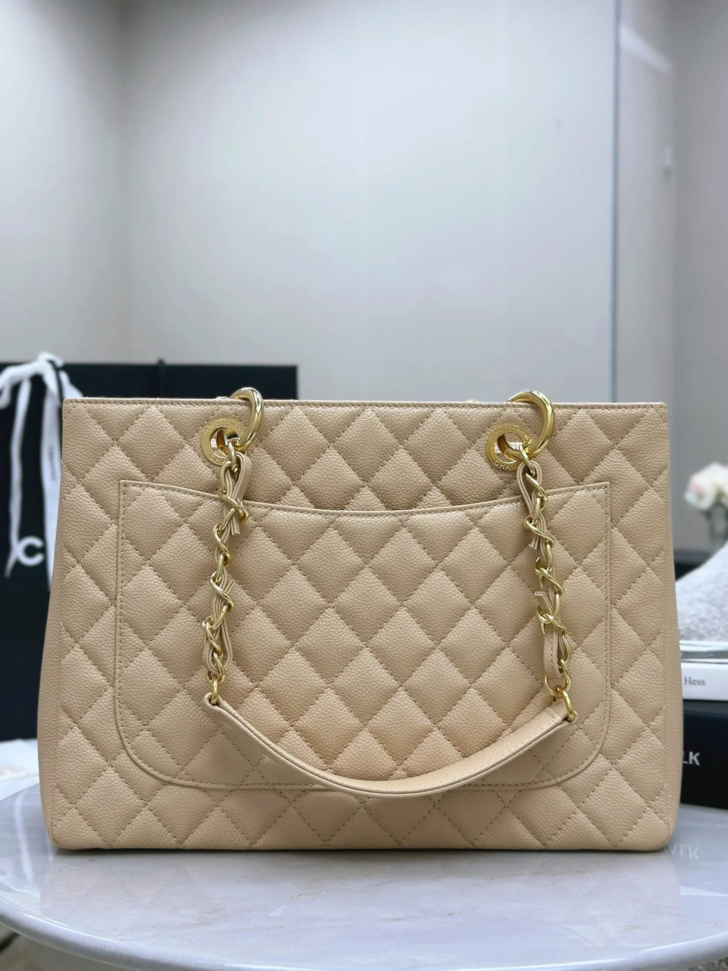 Сумка Chanel Grand Shopping Tote 34х25х13 см бежевая - фото 5