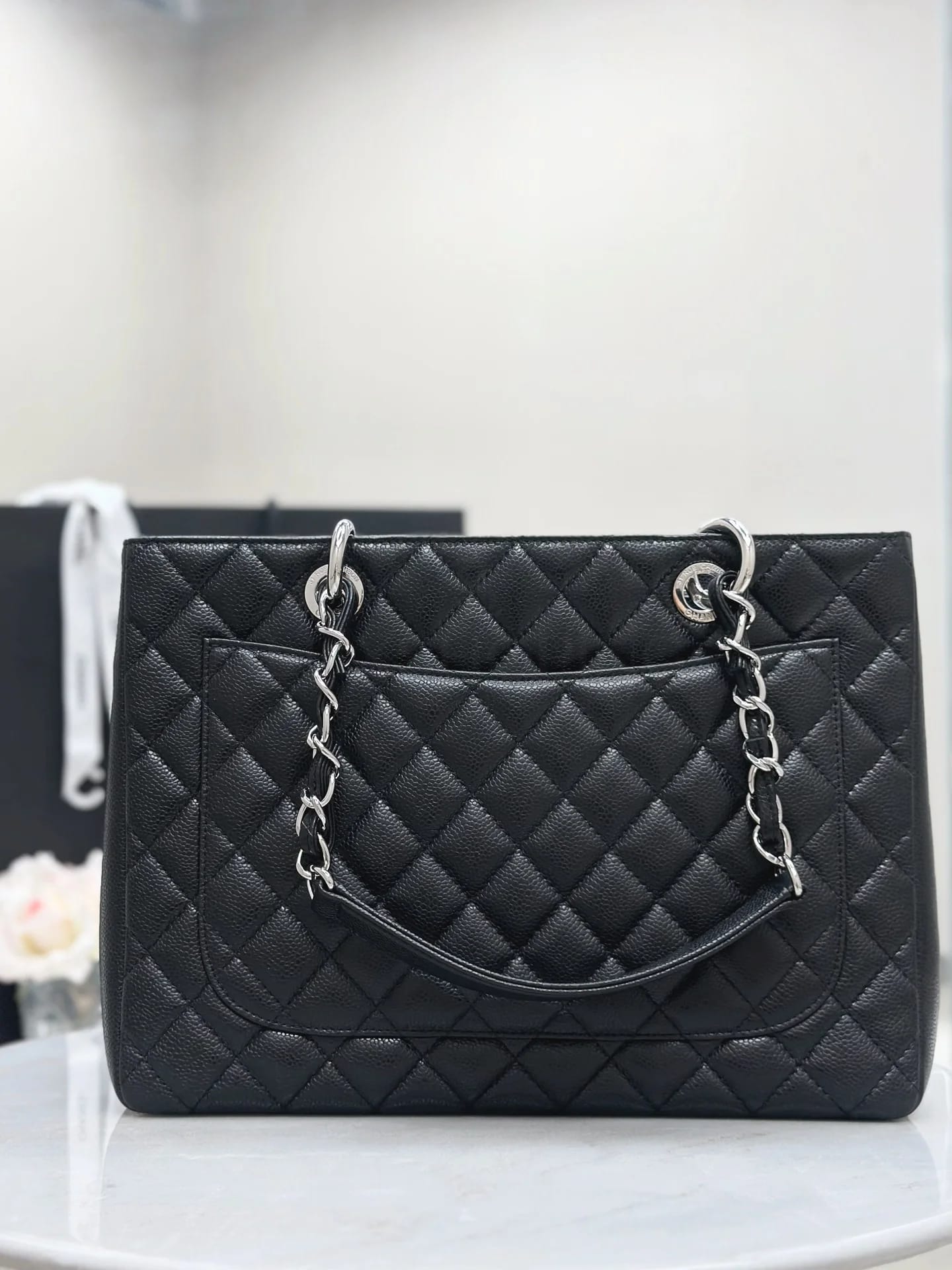 Сумка Chanel Grand Shopping Tote 34х25х13 см черная серебро - фото 5