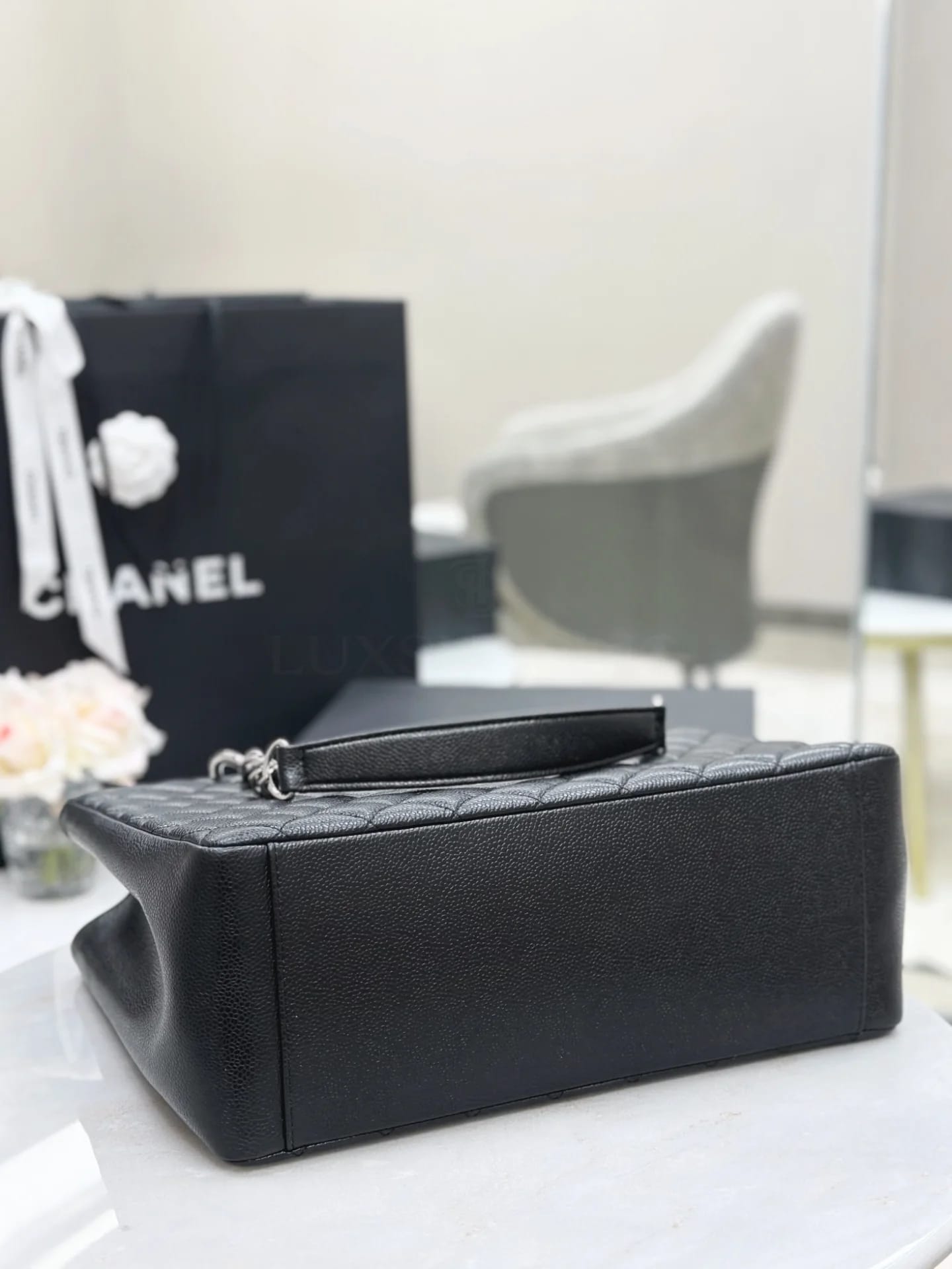 Сумка Chanel Grand Shopping Tote 34х25х13 см черная серебро - фото 7
