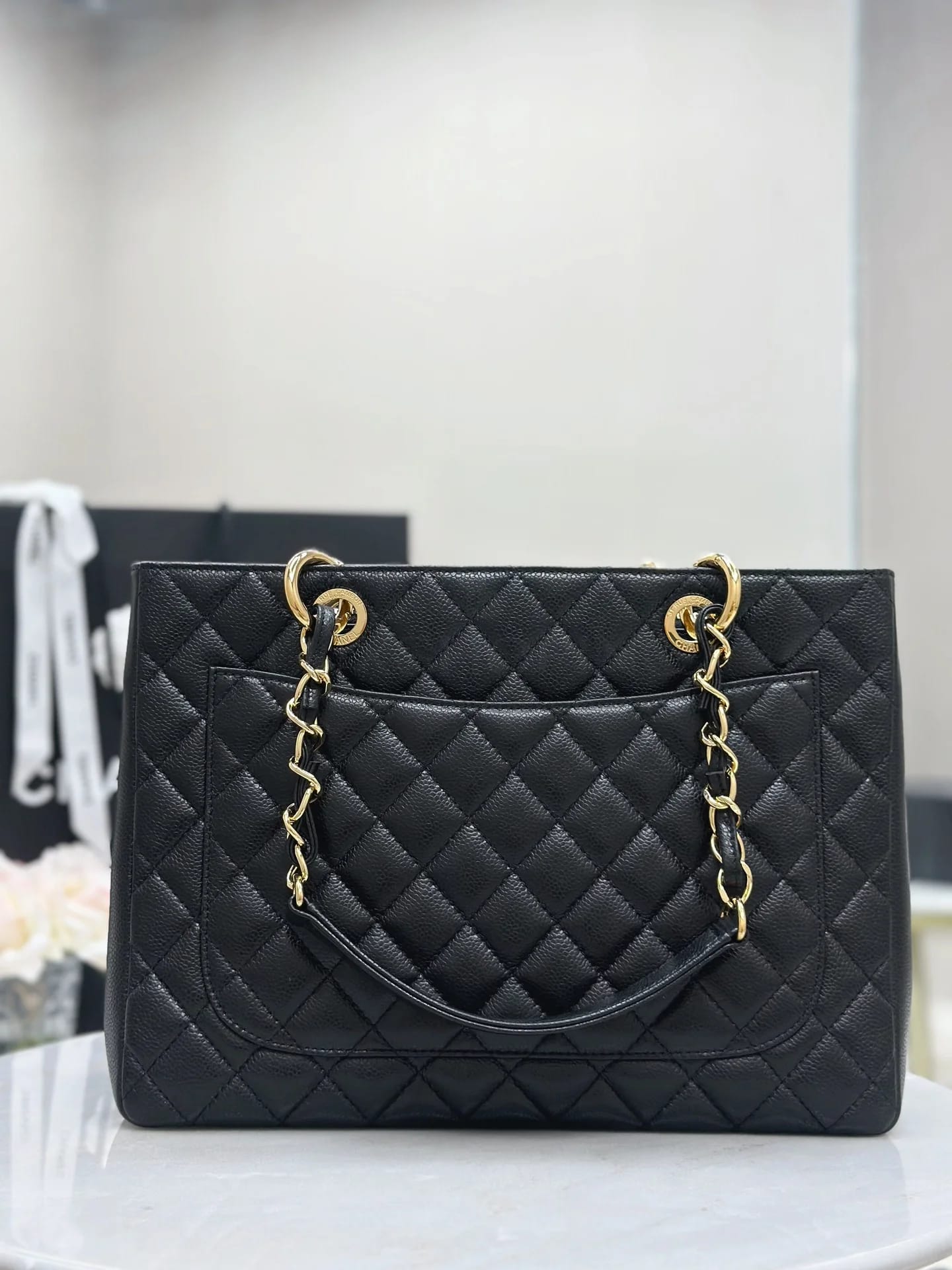 Сумка Chanel Grand Shopping Tote 34х25х13 см черная золото - фото 3