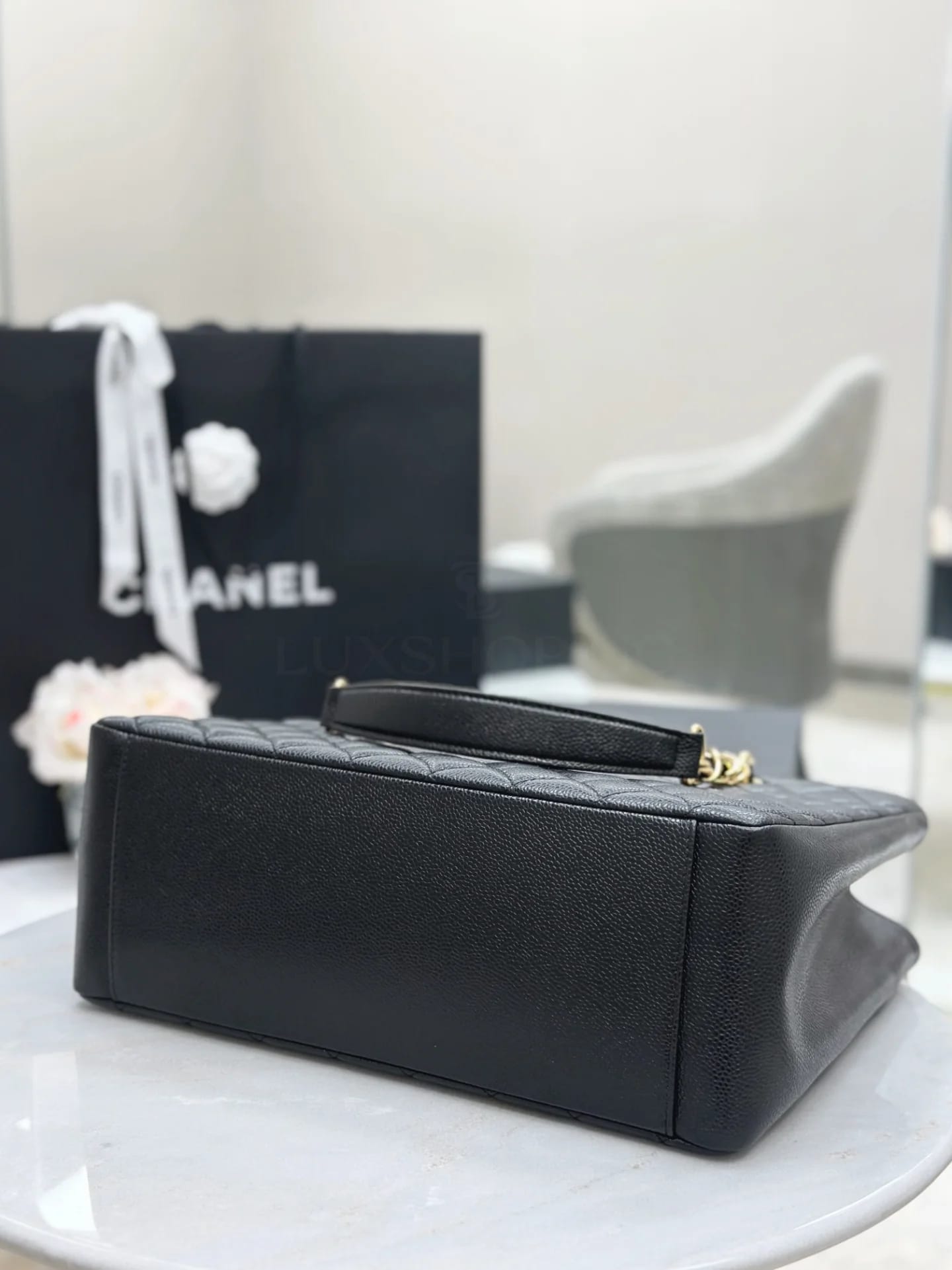 Сумка Chanel Grand Shopping Tote 34х25х13 см черная золото - фото 7