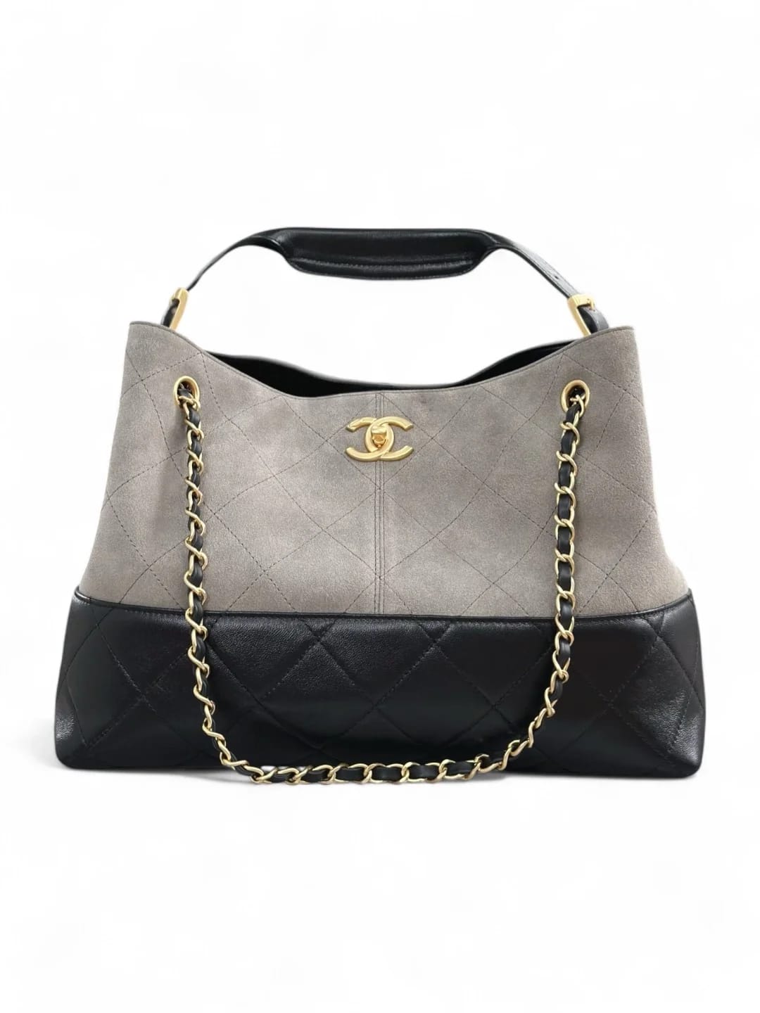 Сумка Chanel 25A высокий шопер 24х36х14 см бежевый