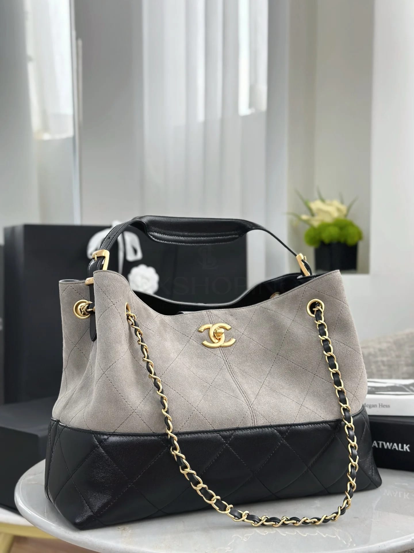 Сумка Chanel 25A высокий шопер 24х36х14 см бежевый - фото 3