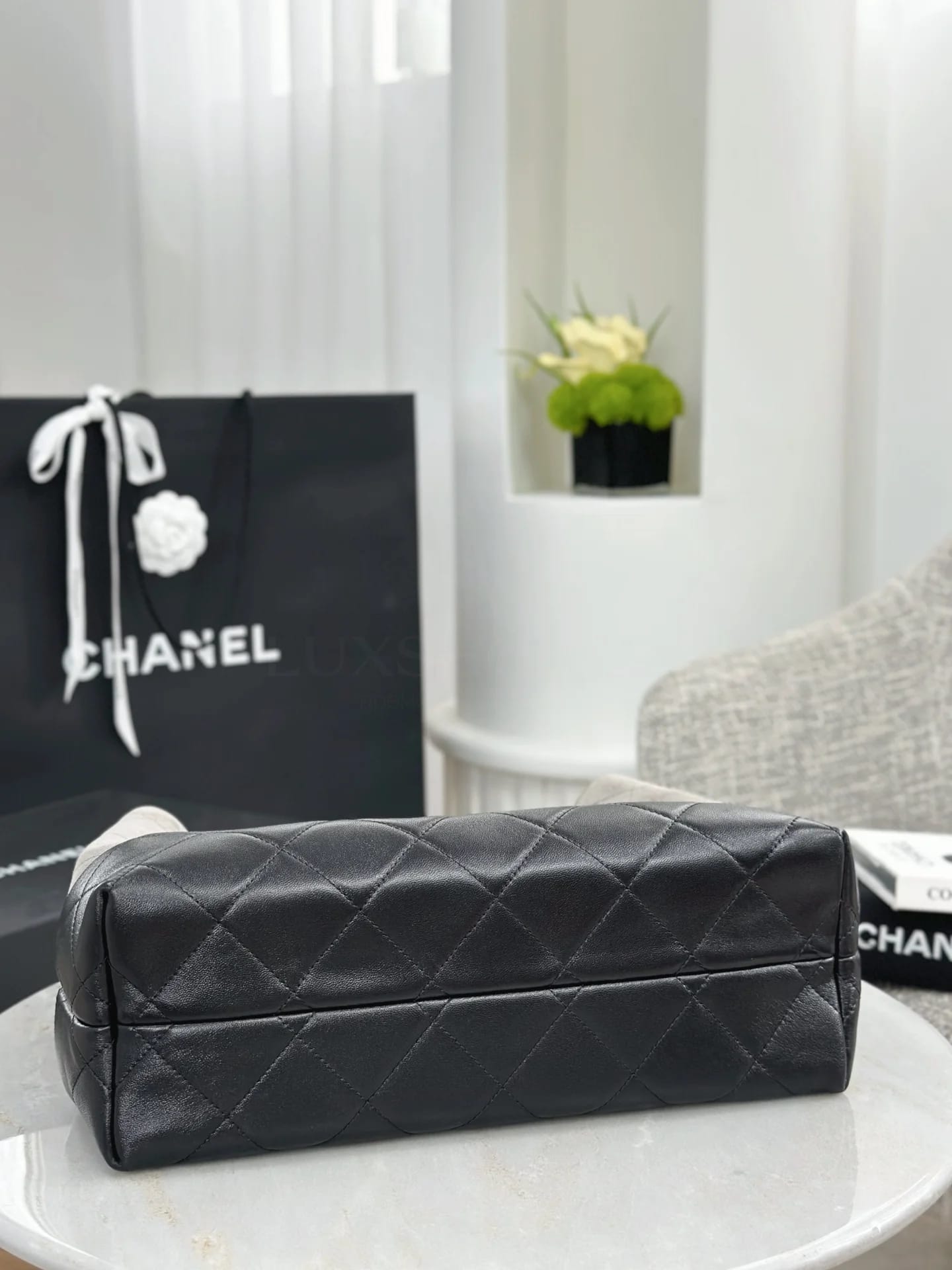 Сумка Chanel 25A высокий шопер 24х36х14 см бежевый - фото 6