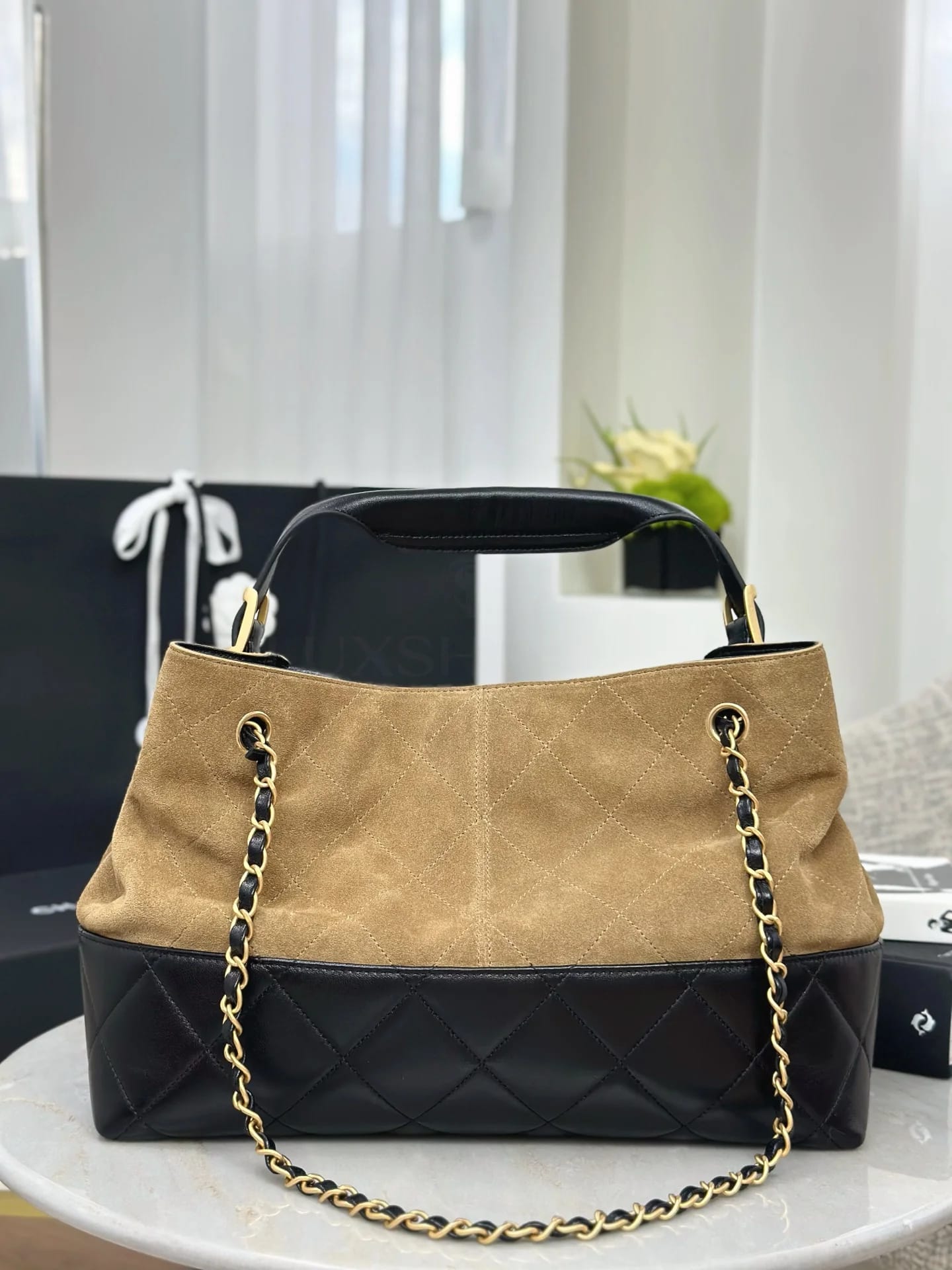 Сумка Chanel 25A высокий шопер 24х36х14 см коричневый - фото 5