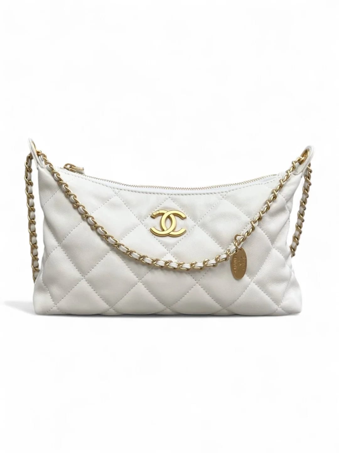 Сумка Chanel 25SS Hobo белая 17х26х8 см