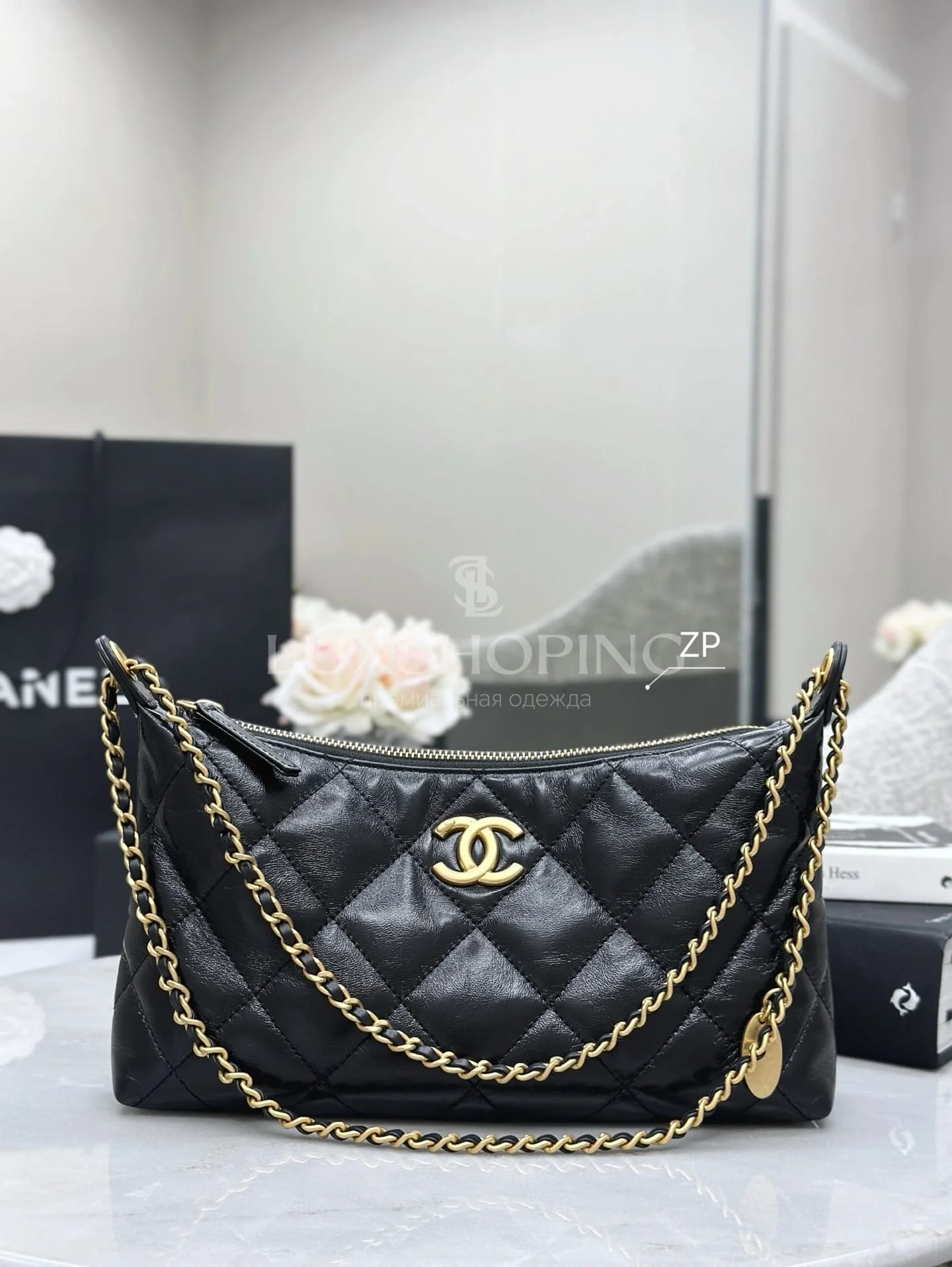 Сумка Chanel 25SS Hobo черная 17х26х8 см - фото 2