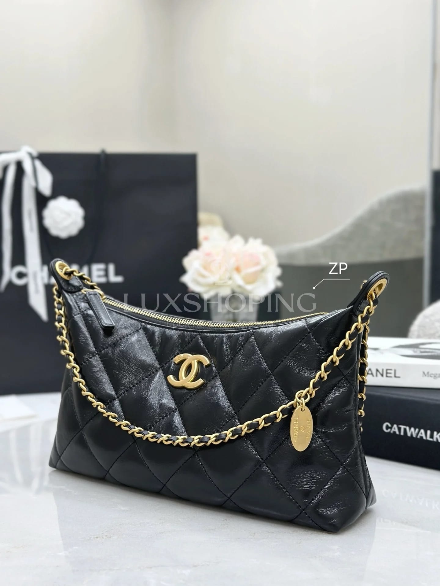 Сумка Chanel 25SS Hobo черная 17х26х8 см - фото 3