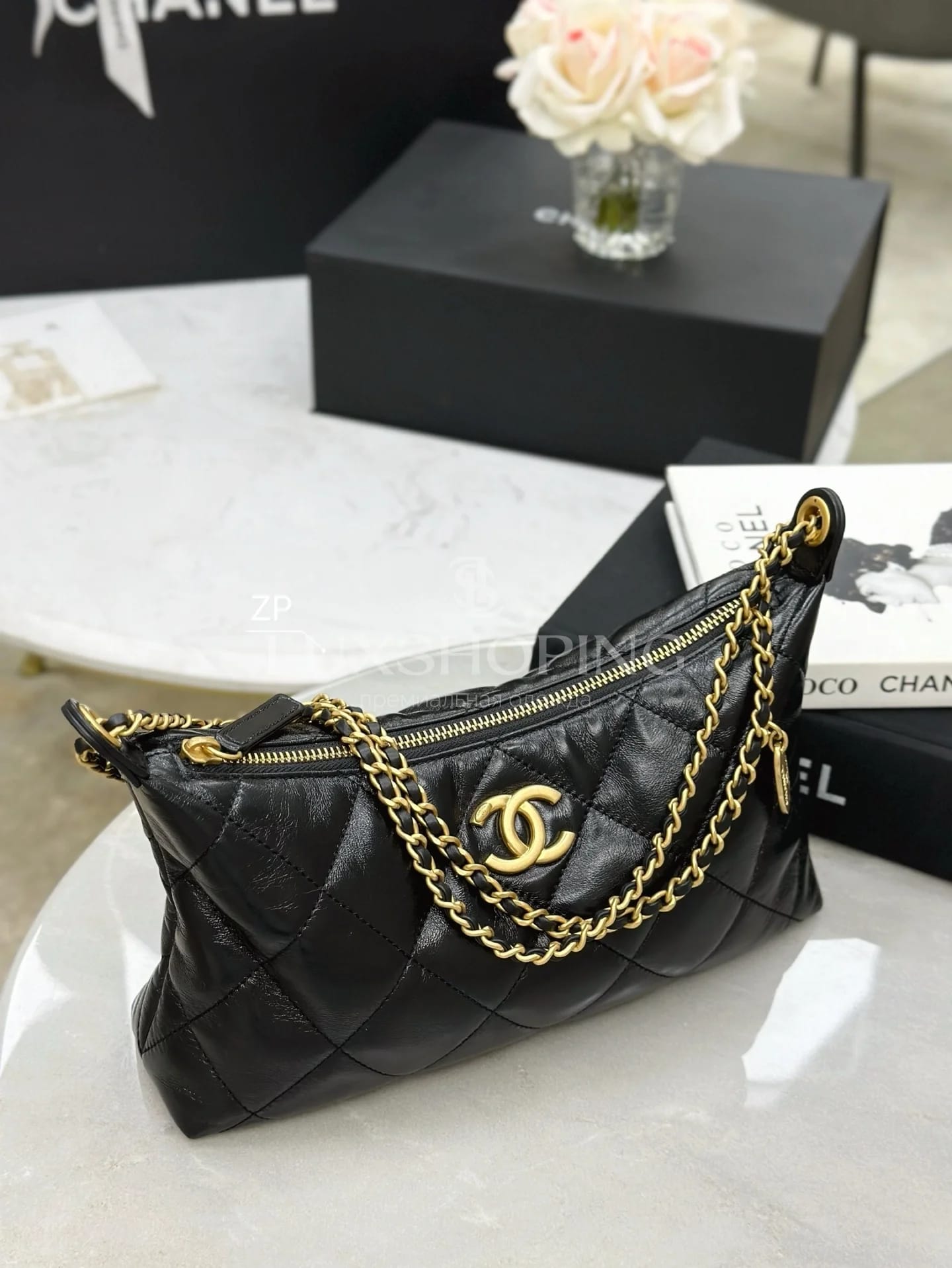 Сумка Chanel 25SS Hobo черная 17х26х8 см - фото 4
