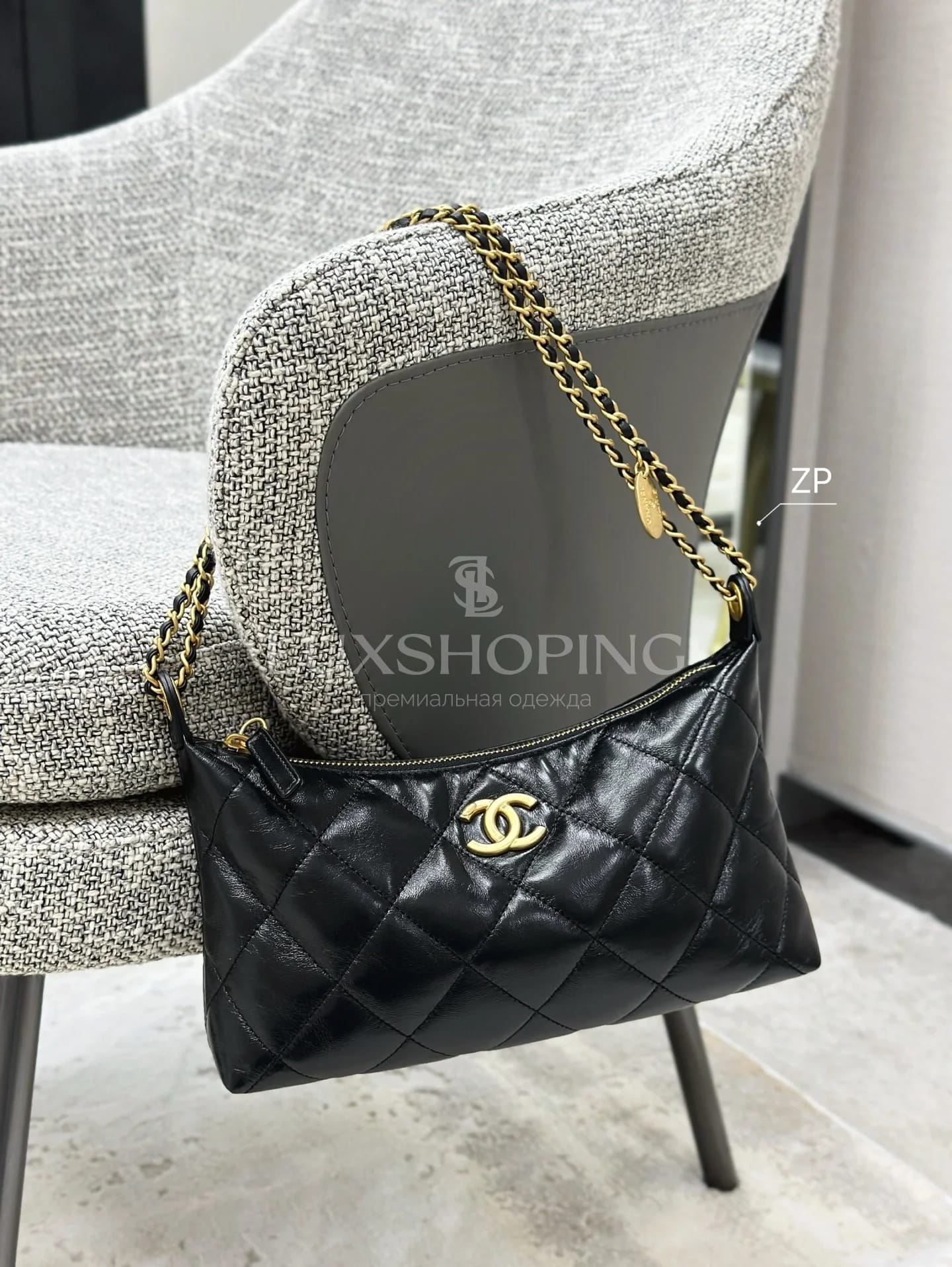 Сумка Chanel 25SS Hobo черная 17х26х8 см - фото 5