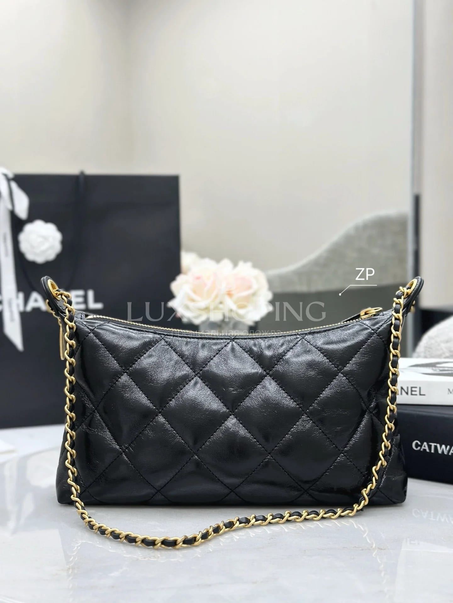 Сумка Chanel 25SS Hobo черная 17х26х8 см - фото 6
