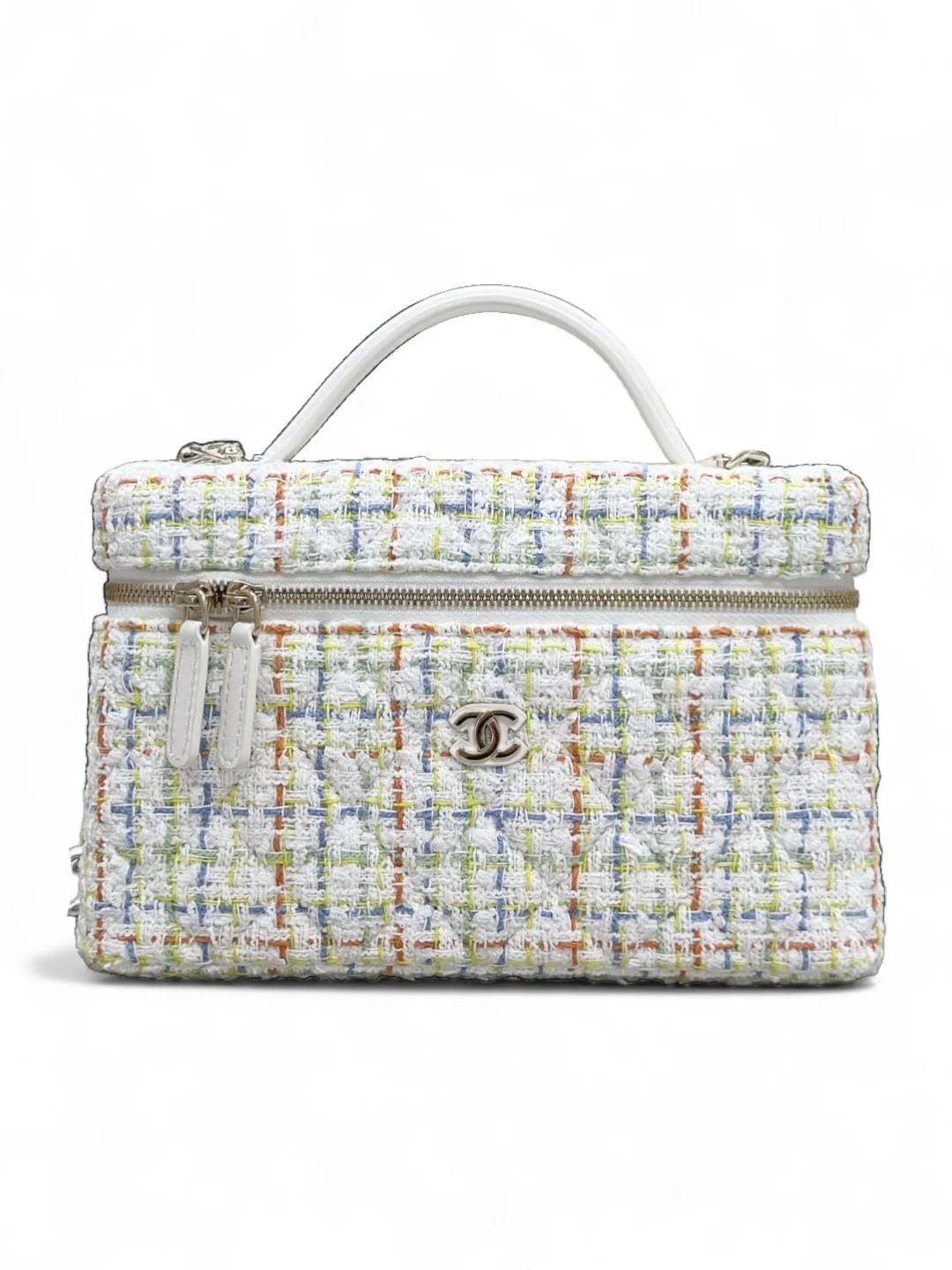 Сумка твидовая Chanel 25C LP белая 17х19,5х5 см