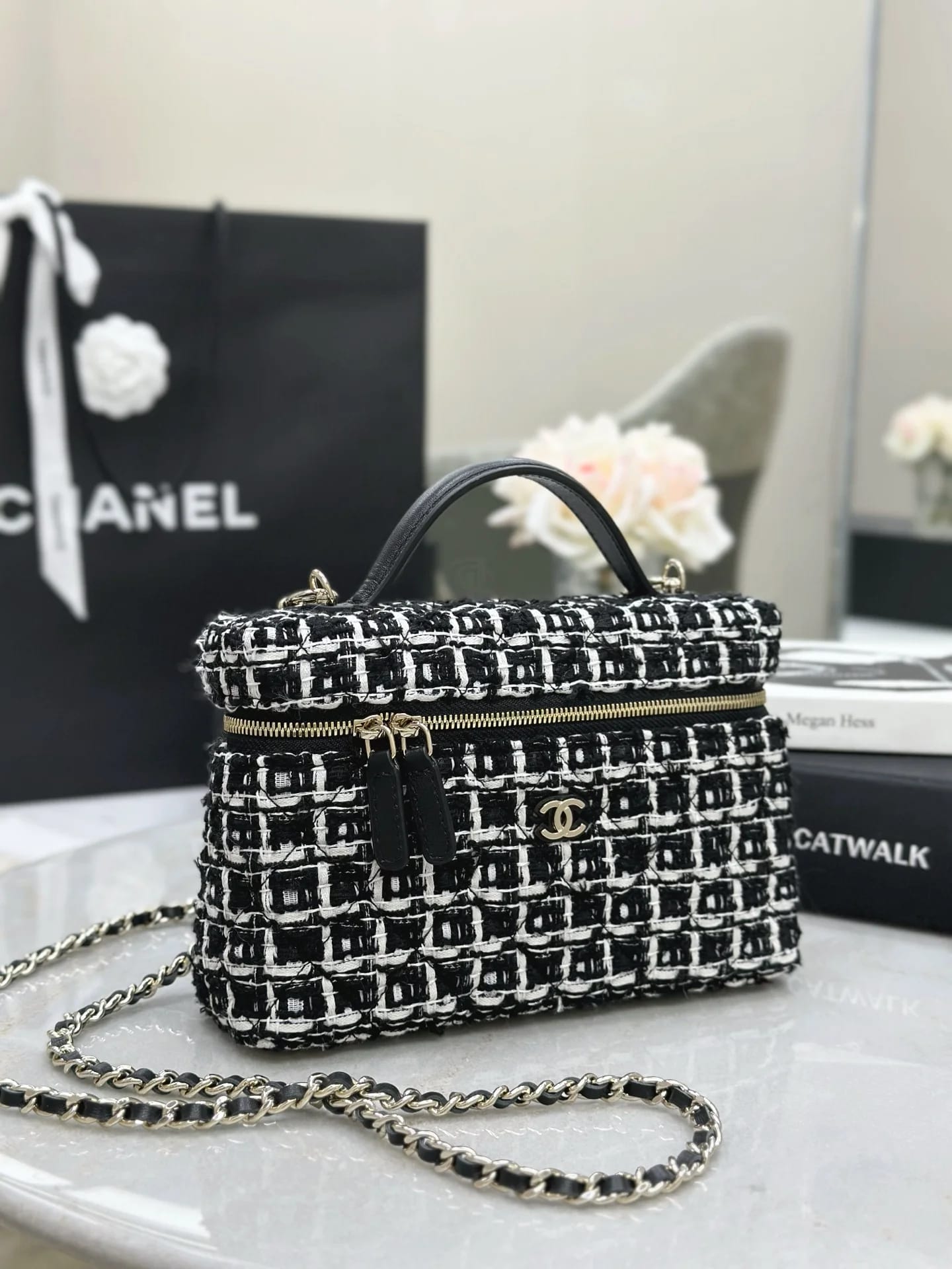 Сумка твидовая Chanel 25C LP черная 17х19,5х5 см - фото 3