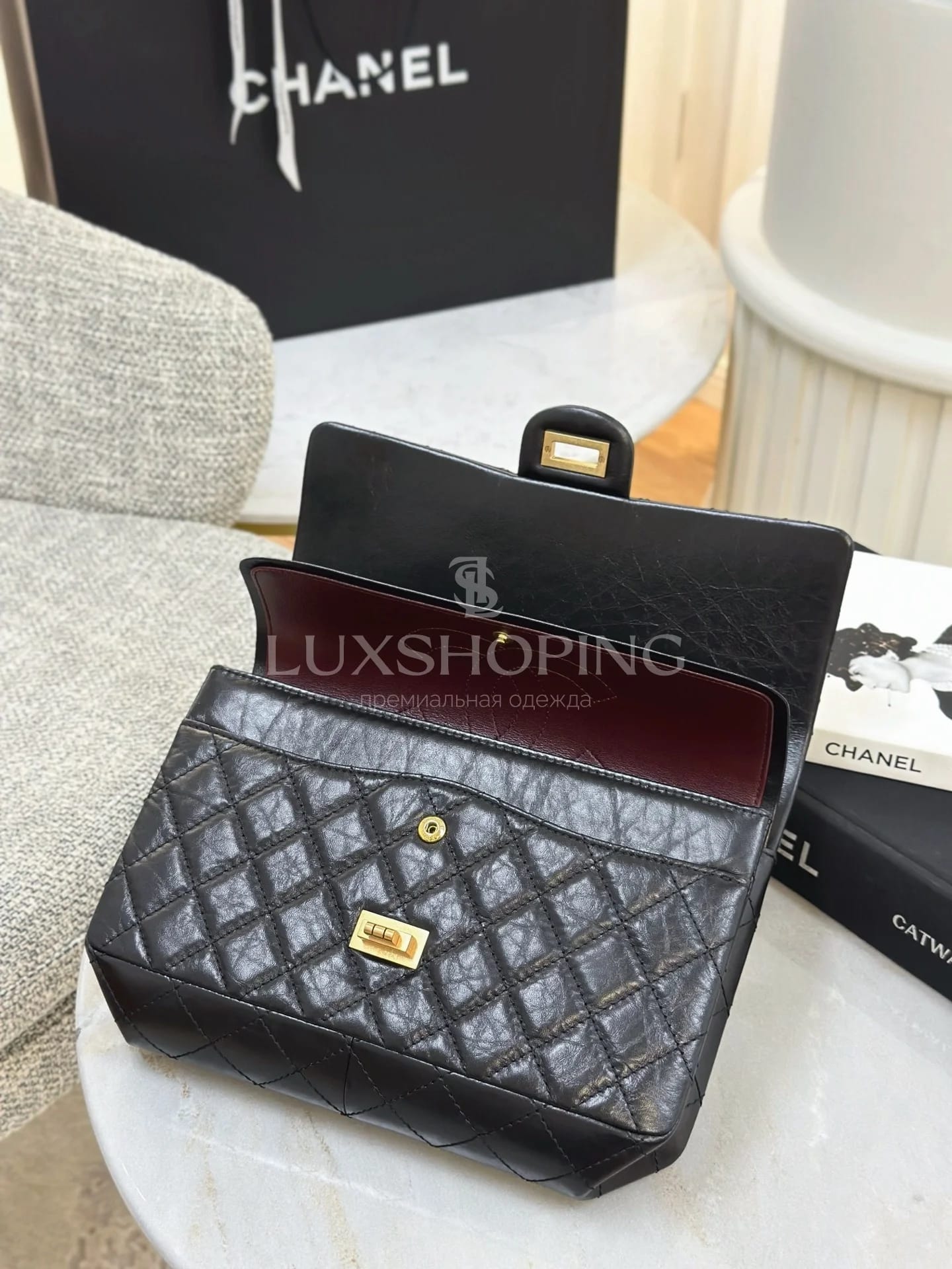 Сумка Chanel 2.55 черная 16х24х7.5 см - фото 11
